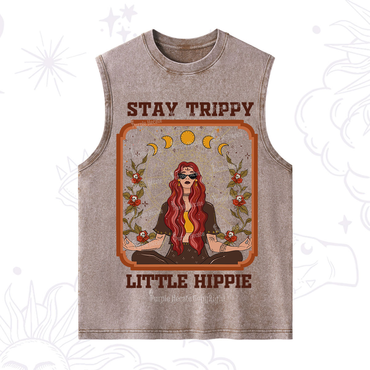 Purplehecate Stay Trippy Little Witchy Hippie Washed Tank