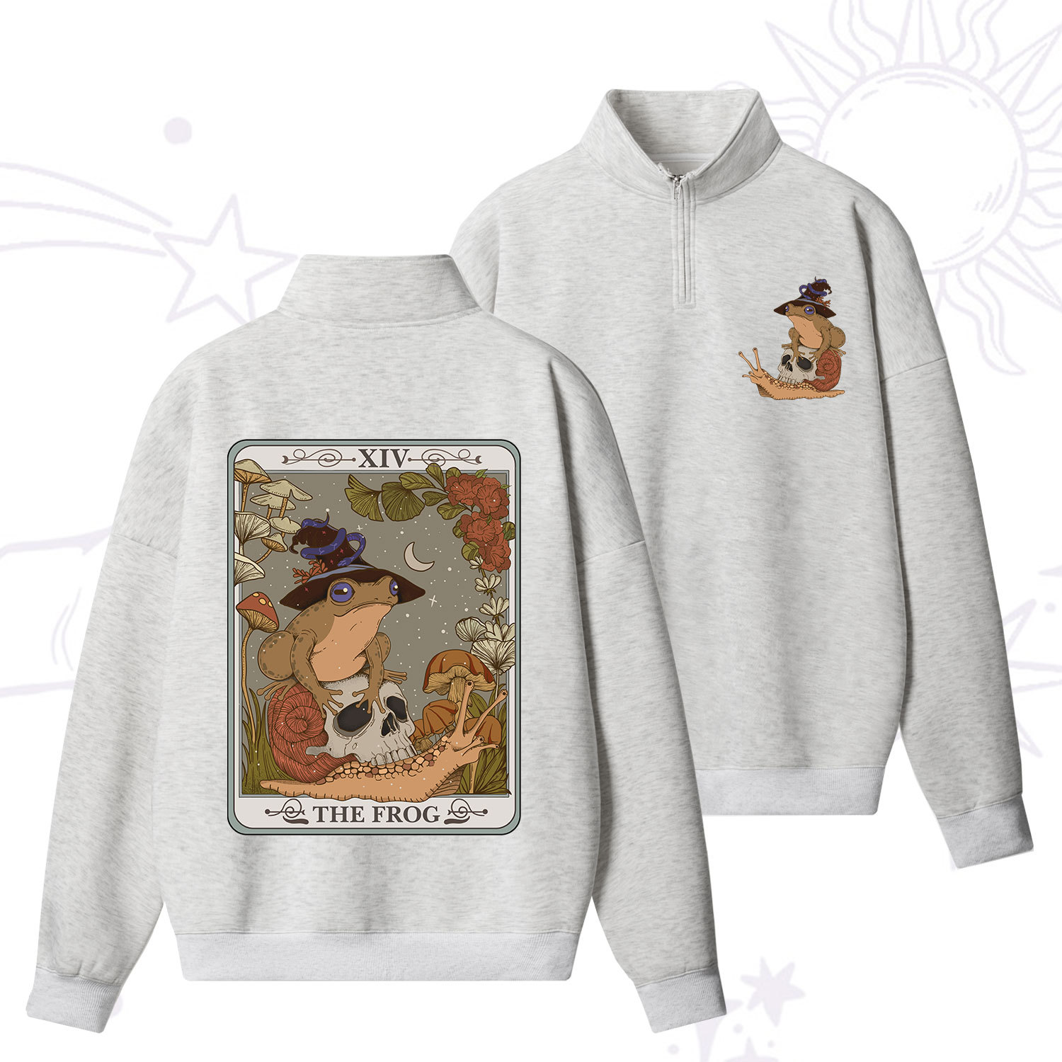 Purplehecate The Frog Tarot Zip Fleece Sweatshirt