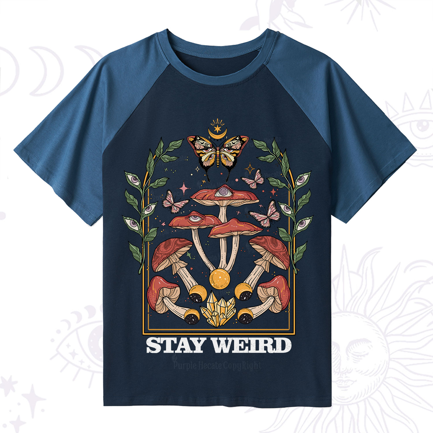 Purplehecate Stay Weird Raglan Short Sleeve T‑Shirt