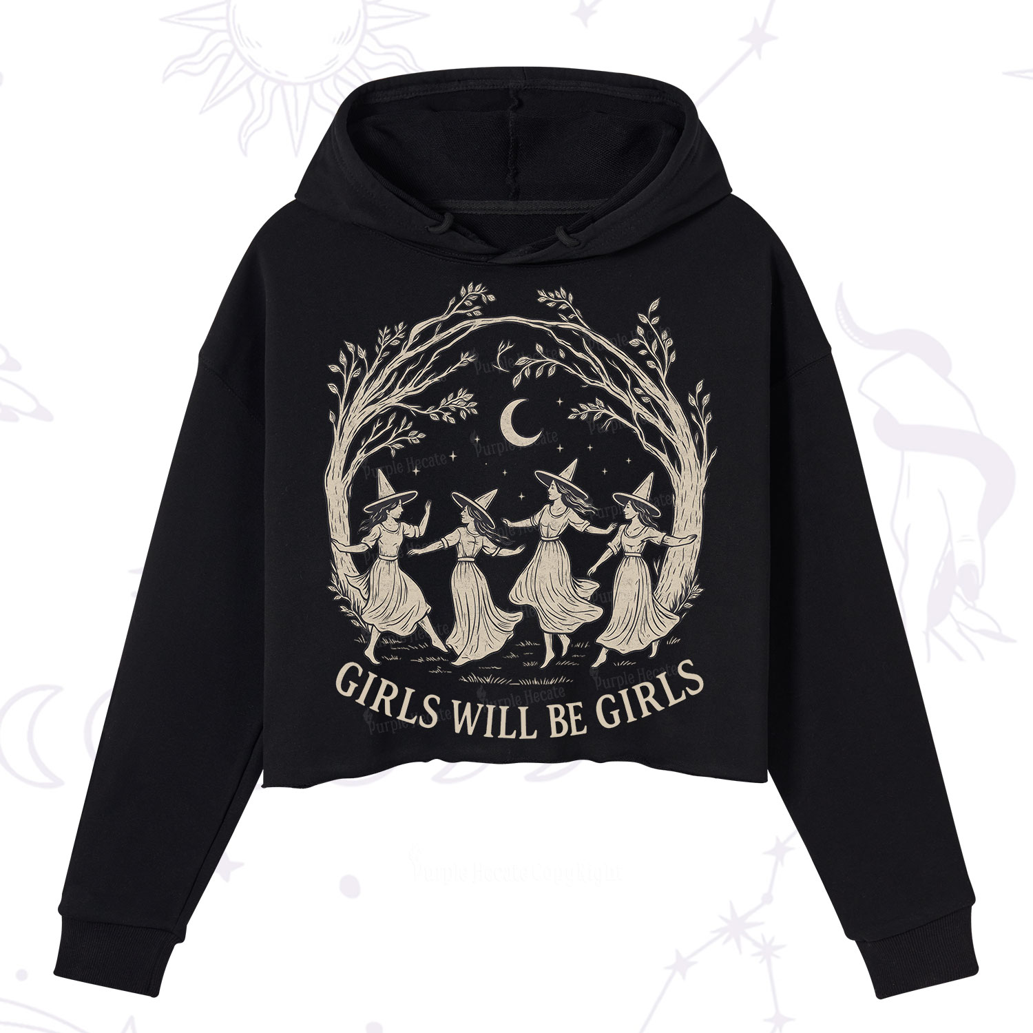 Purplehecate Girls Will Be Girls Witch Crop Hoodie