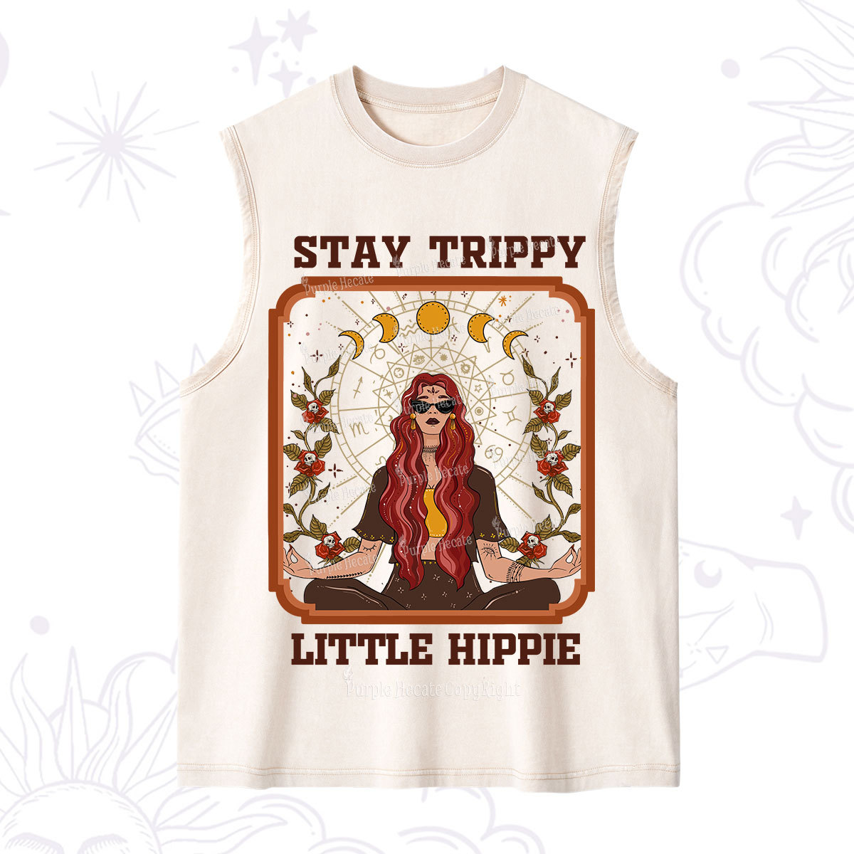 Purplehecate Stay Trippy Little Witchy Hippie Washed Tank