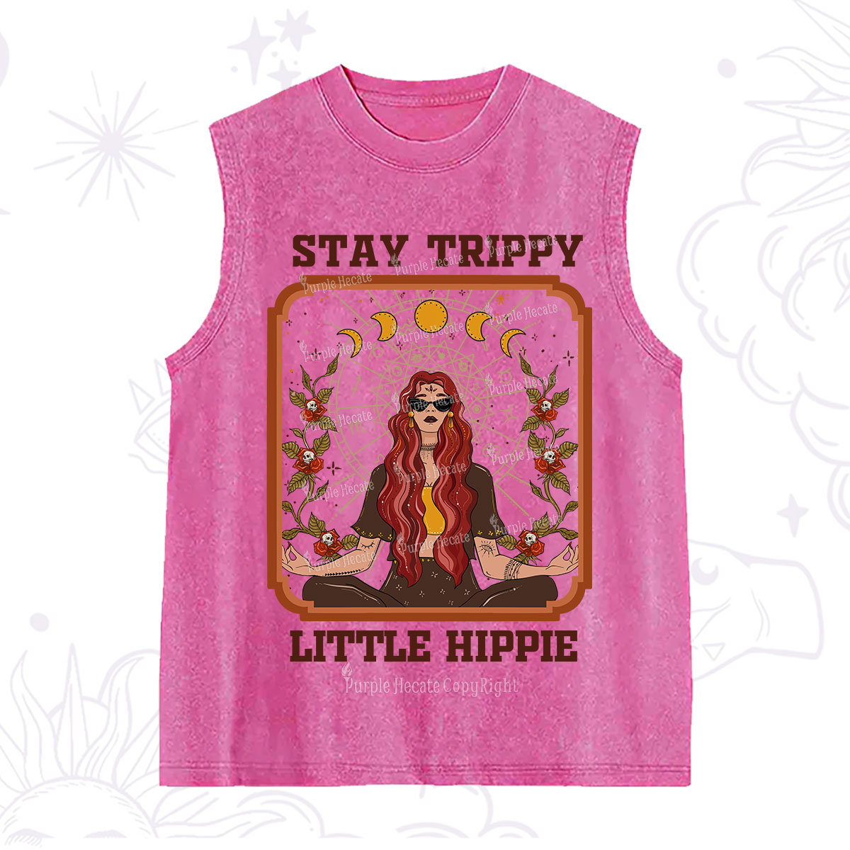 Purplehecate Stay Trippy Little Witchy Hippie Washed Tank