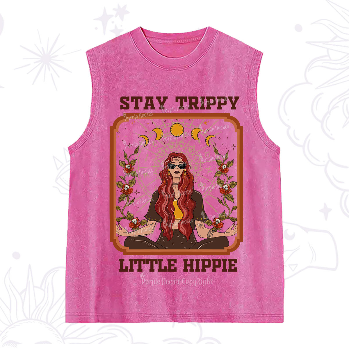 Purplehecate Stay Trippy Little Witchy Hippie Washed Tank
