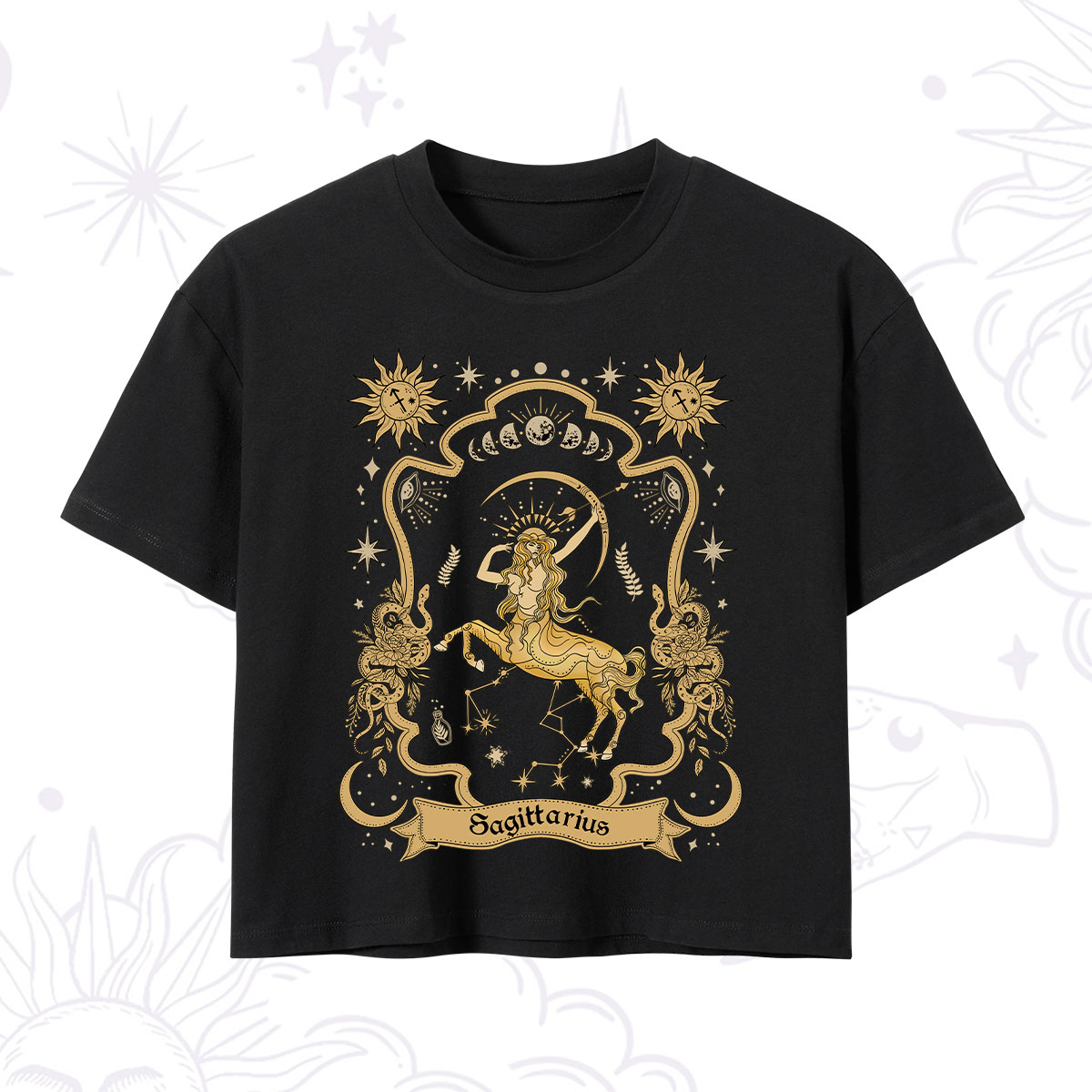 Purplehecate Sagittarius' Astral Mirage Zodiac Crop T-Shirt 