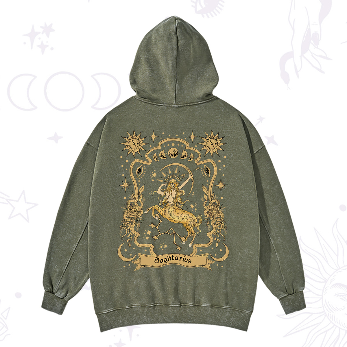 Purplehecate Sagittarius' Astral Mirage Zodiac Washed Hoodie