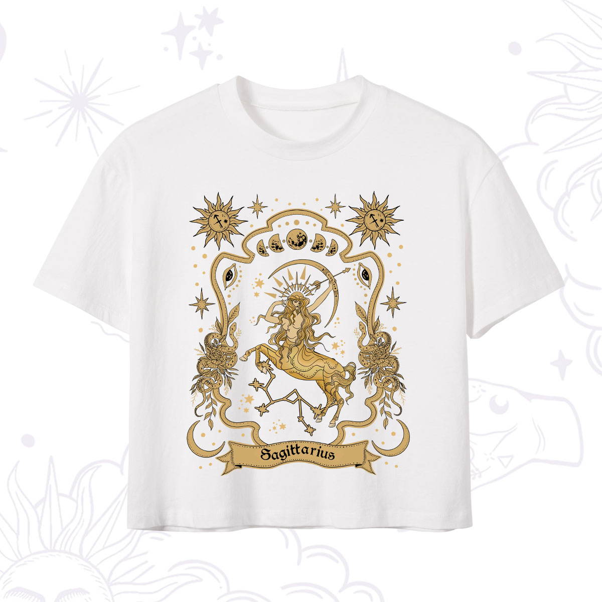Purplehecate Sagittarius' Astral Mirage Zodiac Crop T-Shirt 
