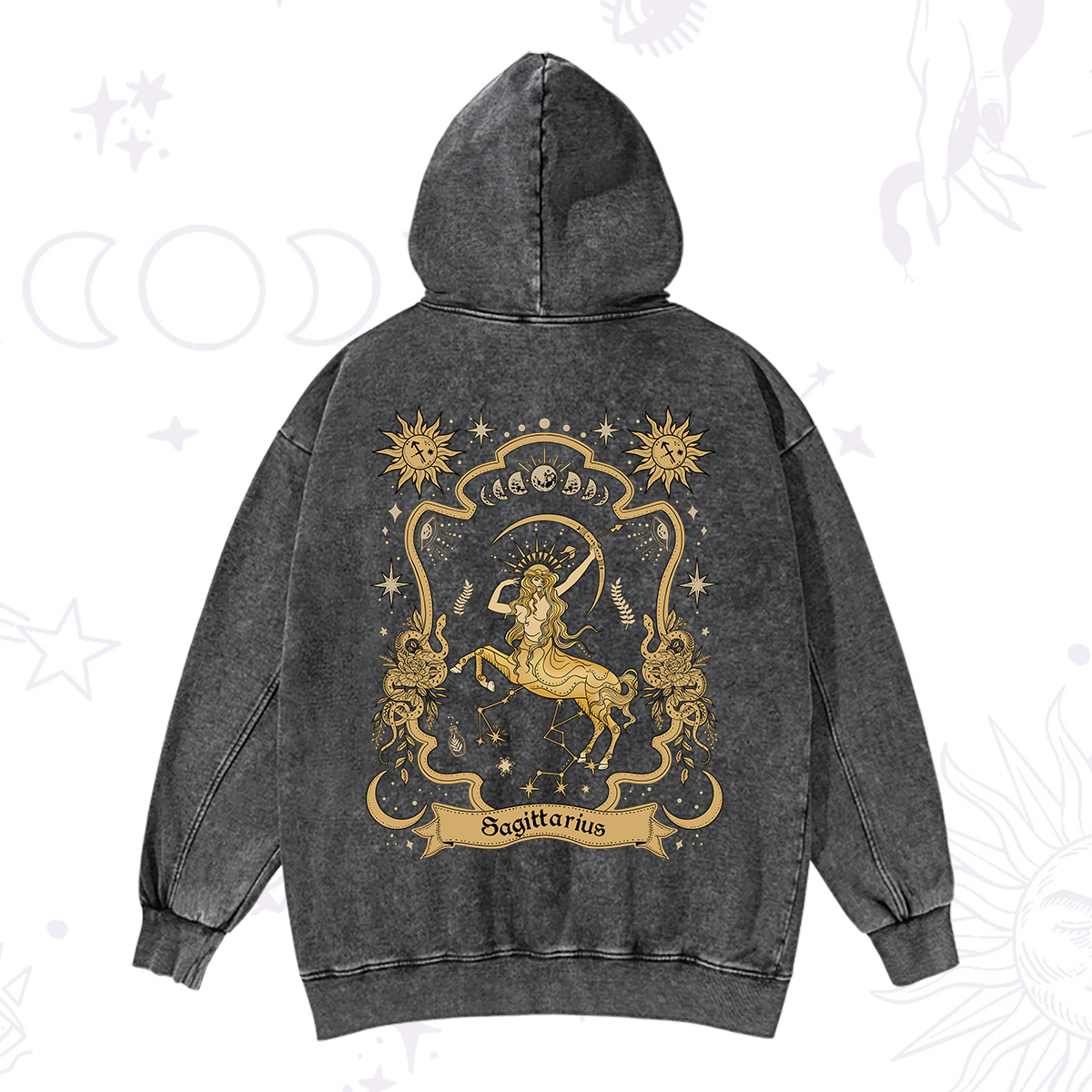 Purplehecate Sagittarius' Astral Mirage Zodiac Washed Hoodie