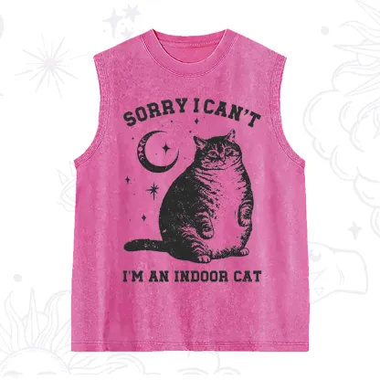 Purplehecate Sorry I Can't Go I'm an Indoor Cat Washed Tank