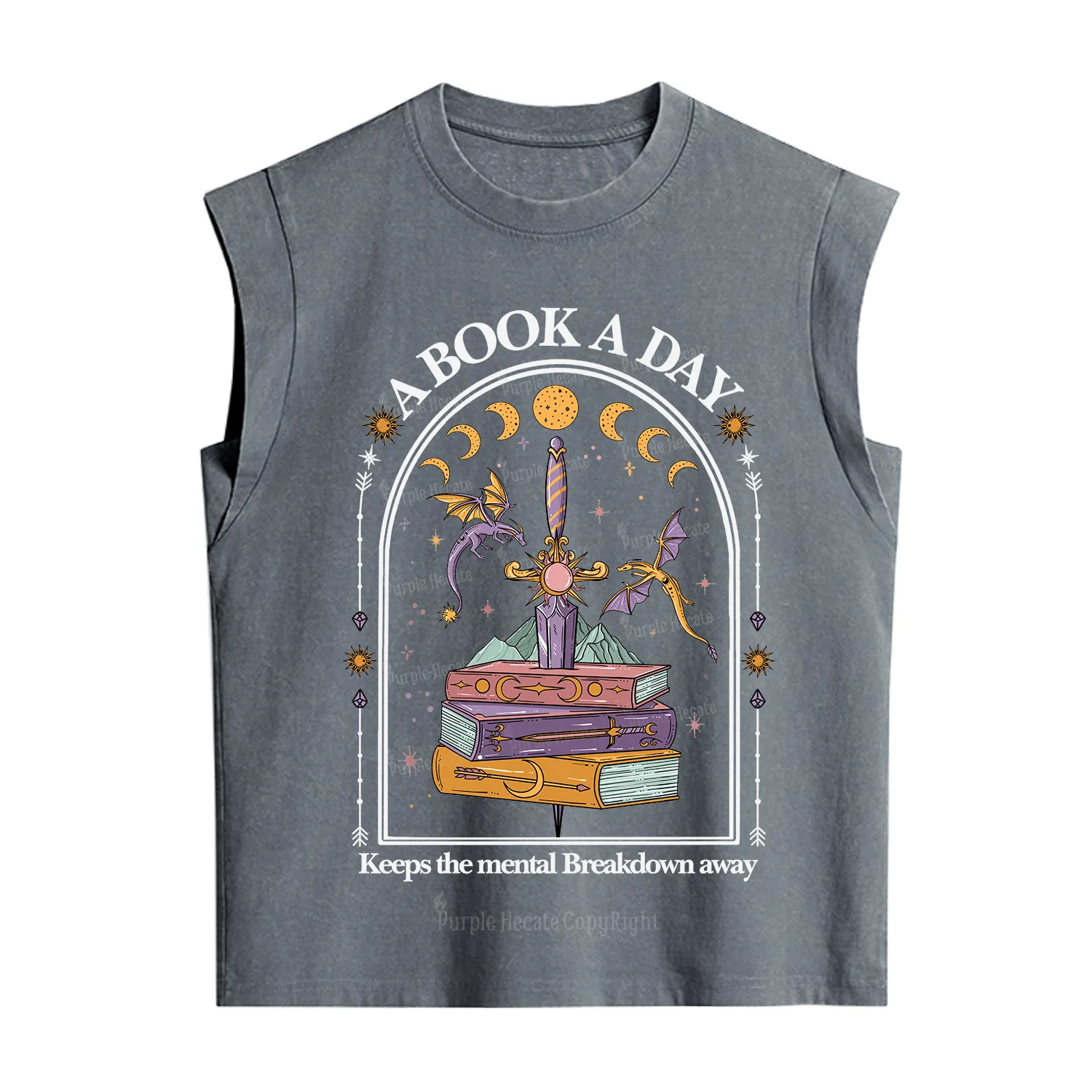 Purplehecate A Book A Day Keeps The Mental Breakdown Vintage Washed Tank