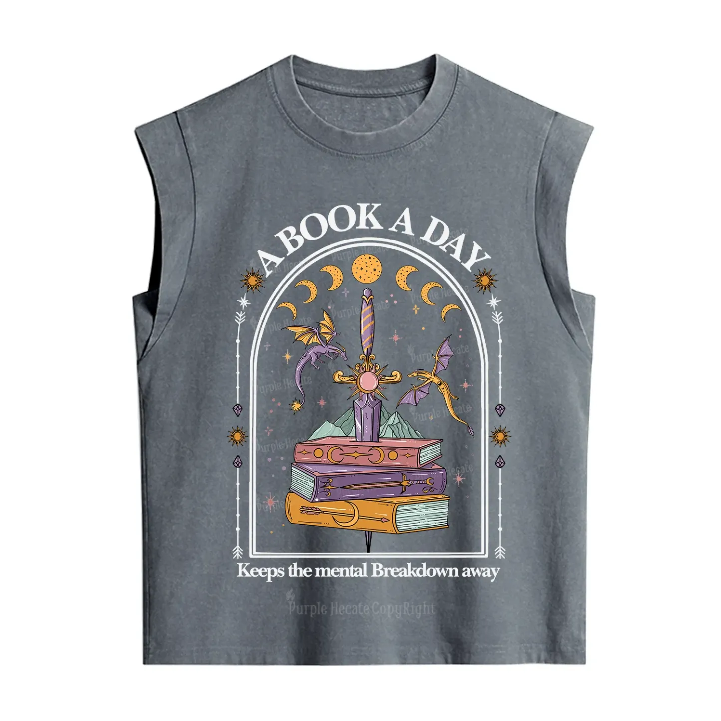 Purplehecate A Book A Day Keeps The Mental Breakdown Vintage Washed Tank