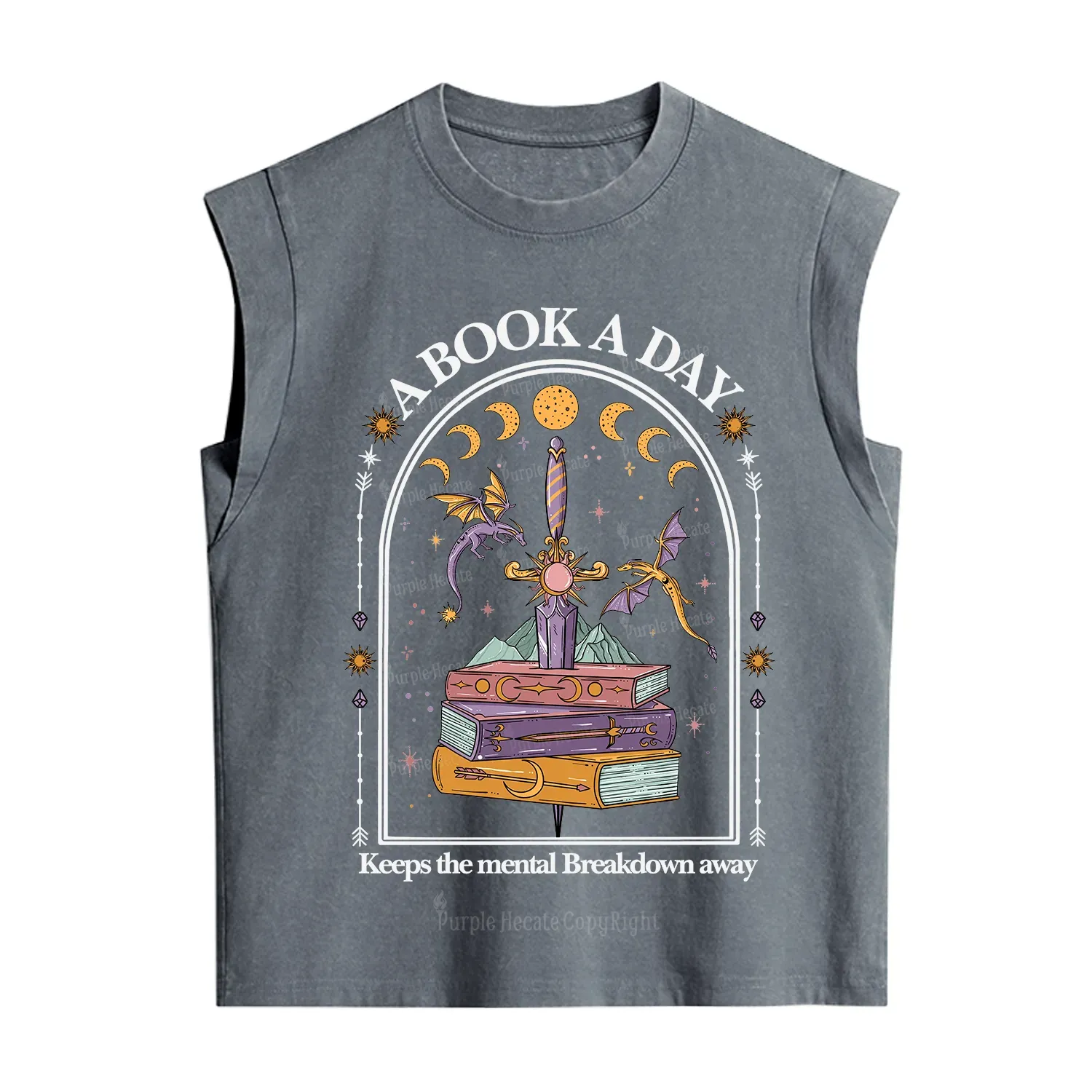 Purplehecate A Book A Day Keeps The Mental Breakdown Vintage Washed Tank