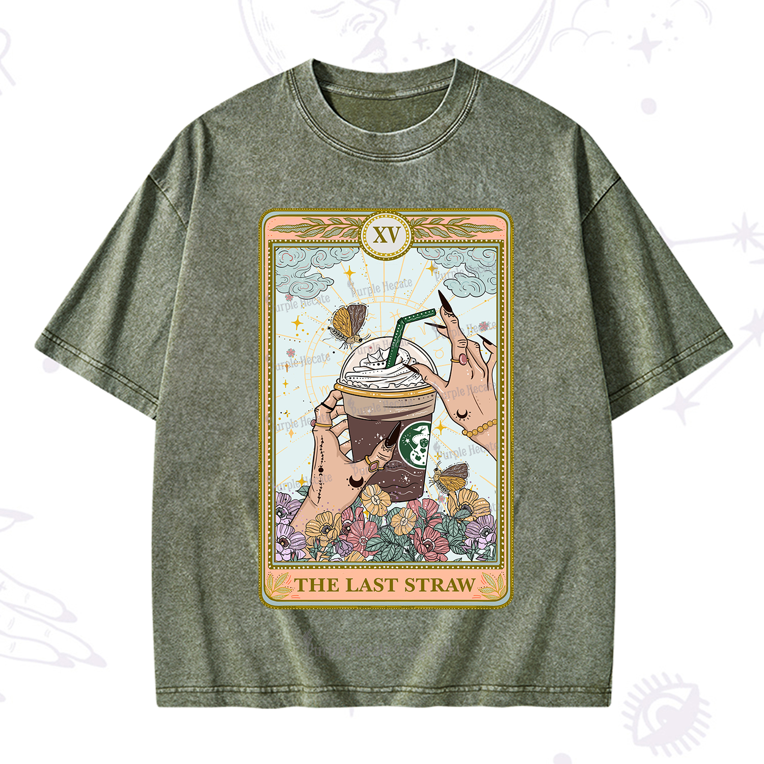 Purplehecate The Last Straw Tarot Washed T-Shirt