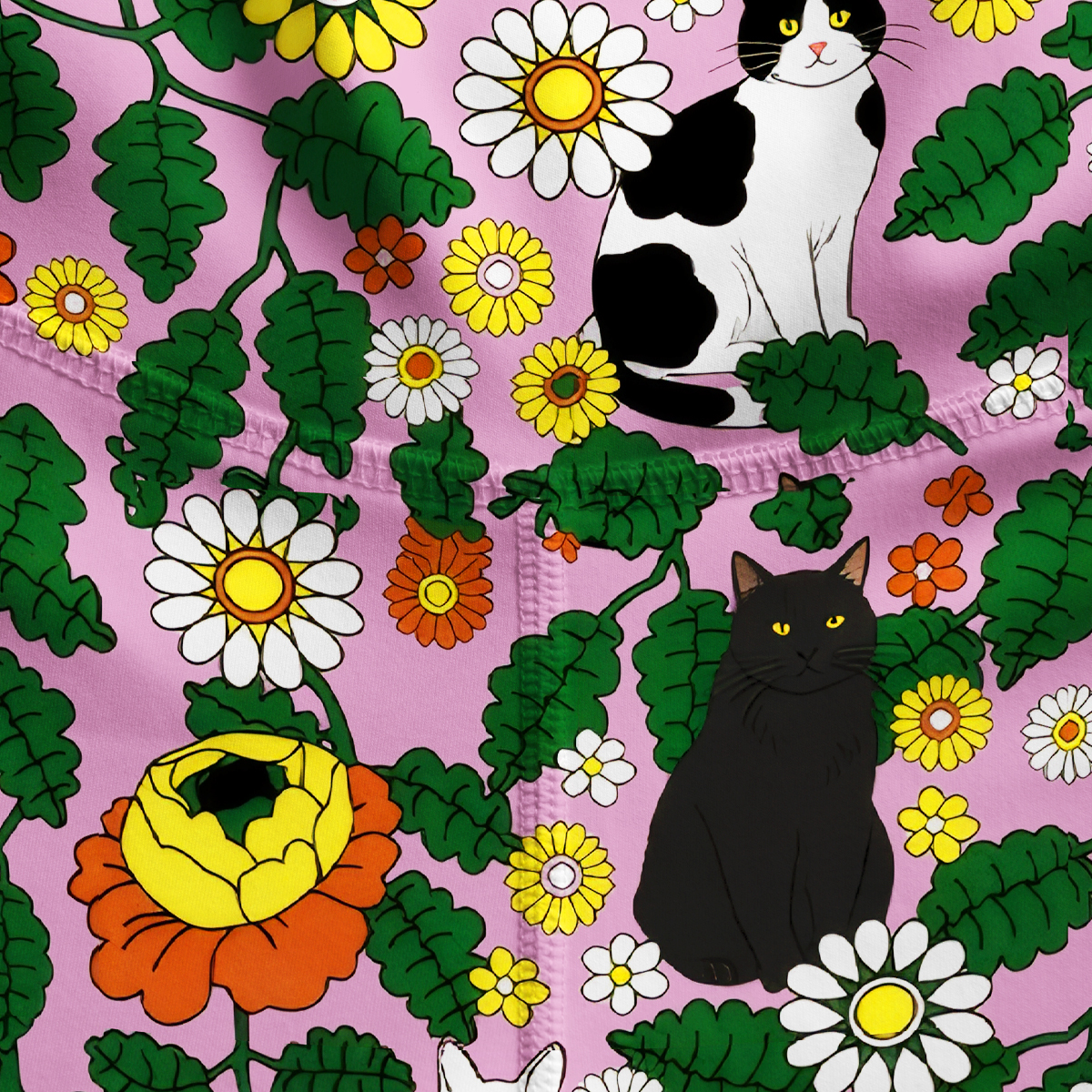 Purplehecate Daisy Cat  Garden Yoga Pants