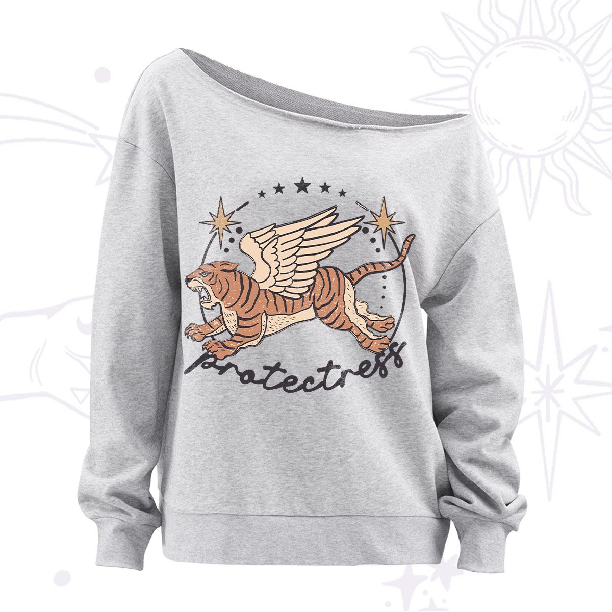 Purplehecate Protectress Off The Shoulder Sweatshirt