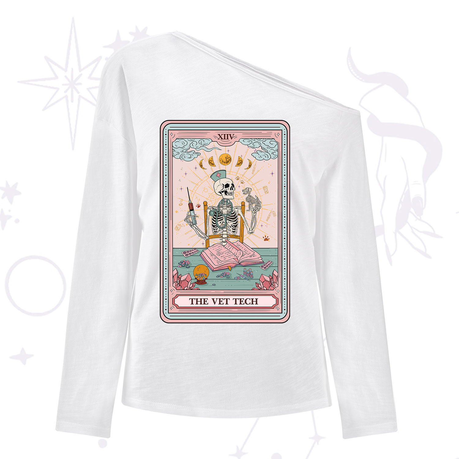 Purplehecate The Vet Tech Tarot Card One Shoulder Long Sleeve Shirt