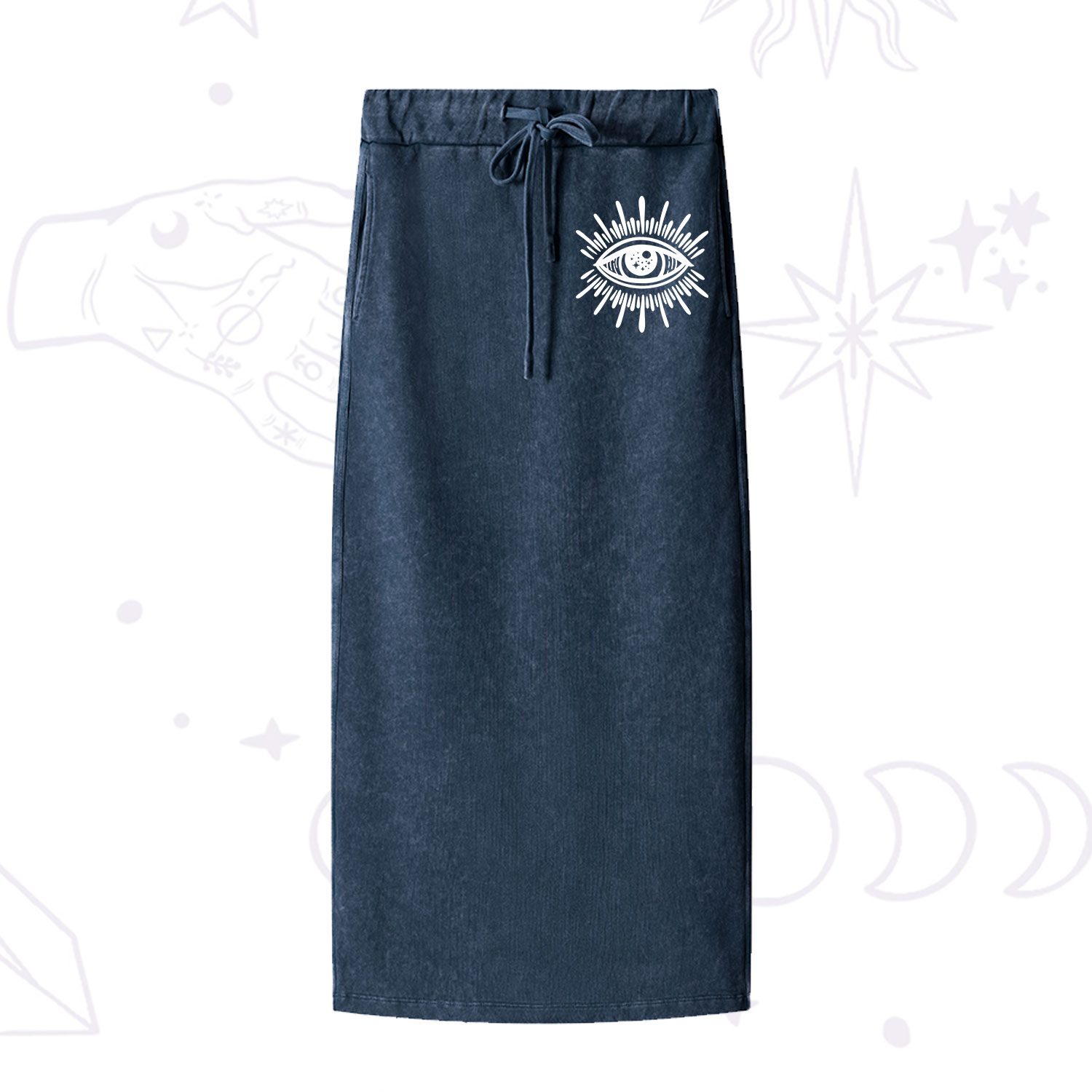Purplehecate Evil Eye Washed Drawstring Long Skirt