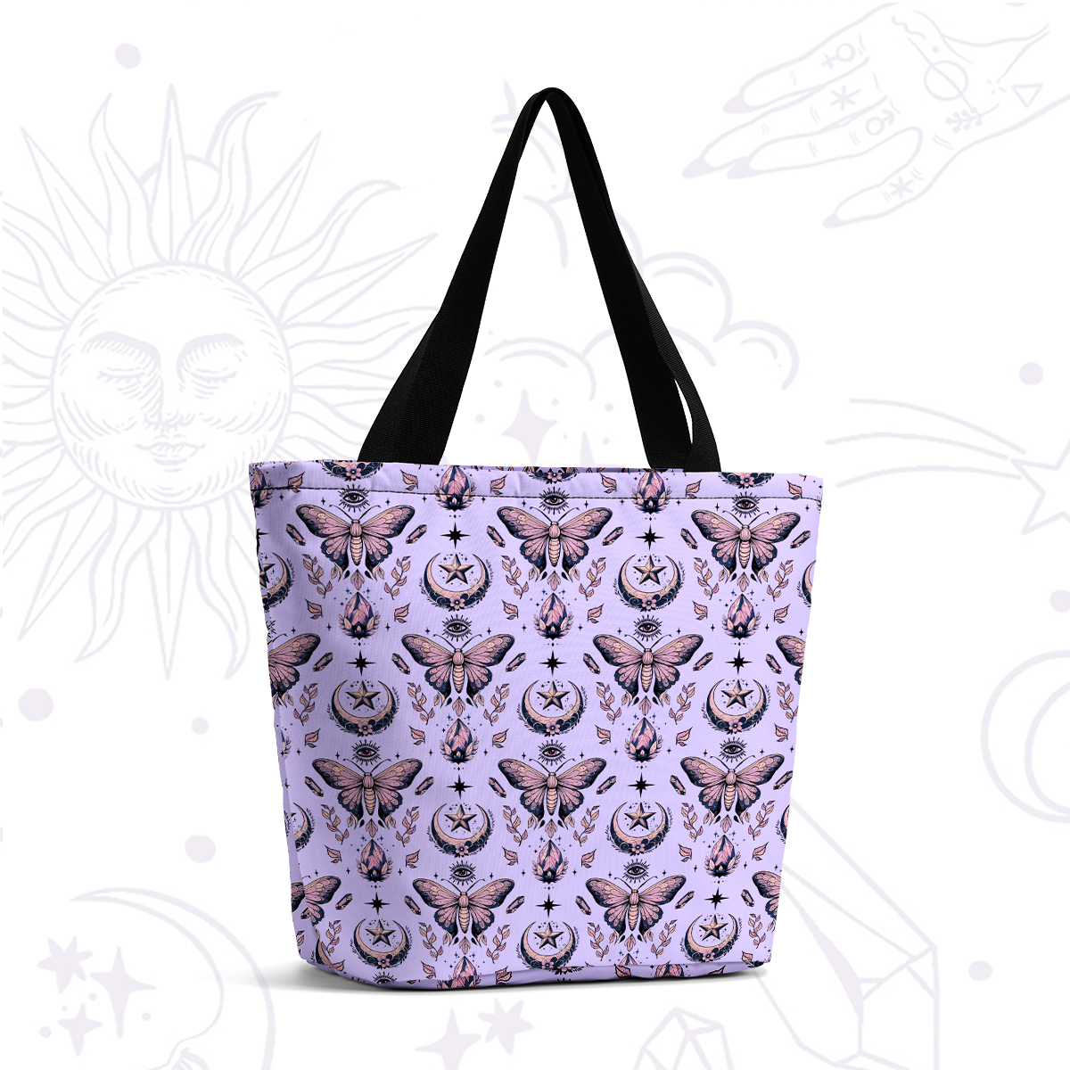 Purplehecate Butterfly Moon Casual Tote Bag