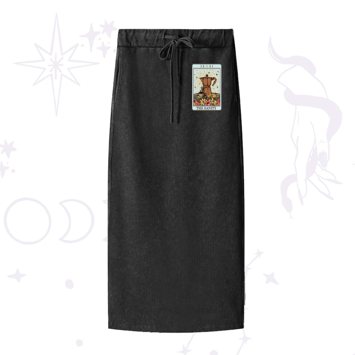 Purplehecate The Sanity Tarot Washed Drawstring Long Skirt