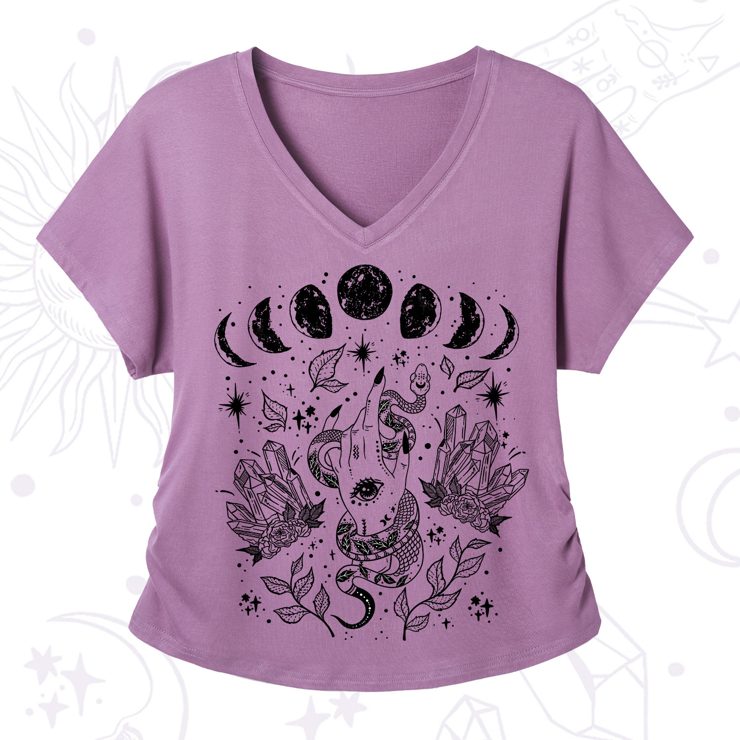 Purplehecate Reach For The Moon V-Neck T-Shirt