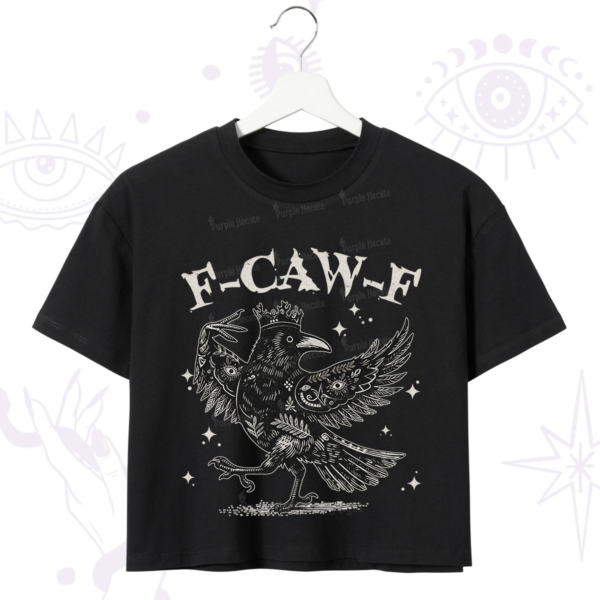 Purplehecate F-caw-f Funny Crow Crop T-Shirt
