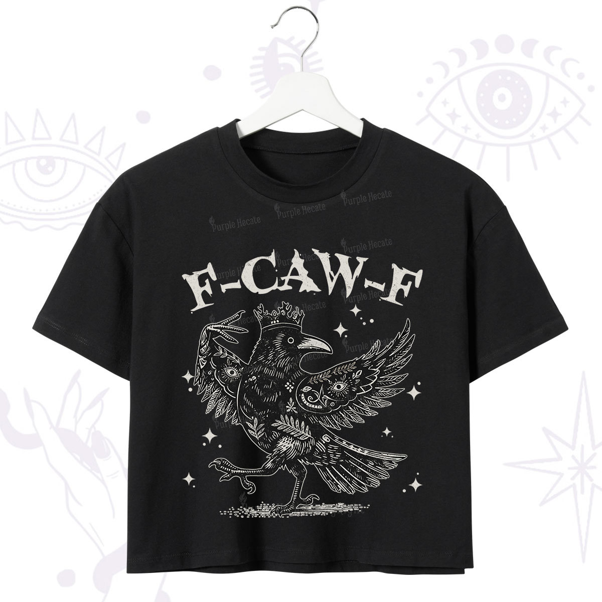 Purplehecate F-caw-f Funny Crow Crop T-Shirt