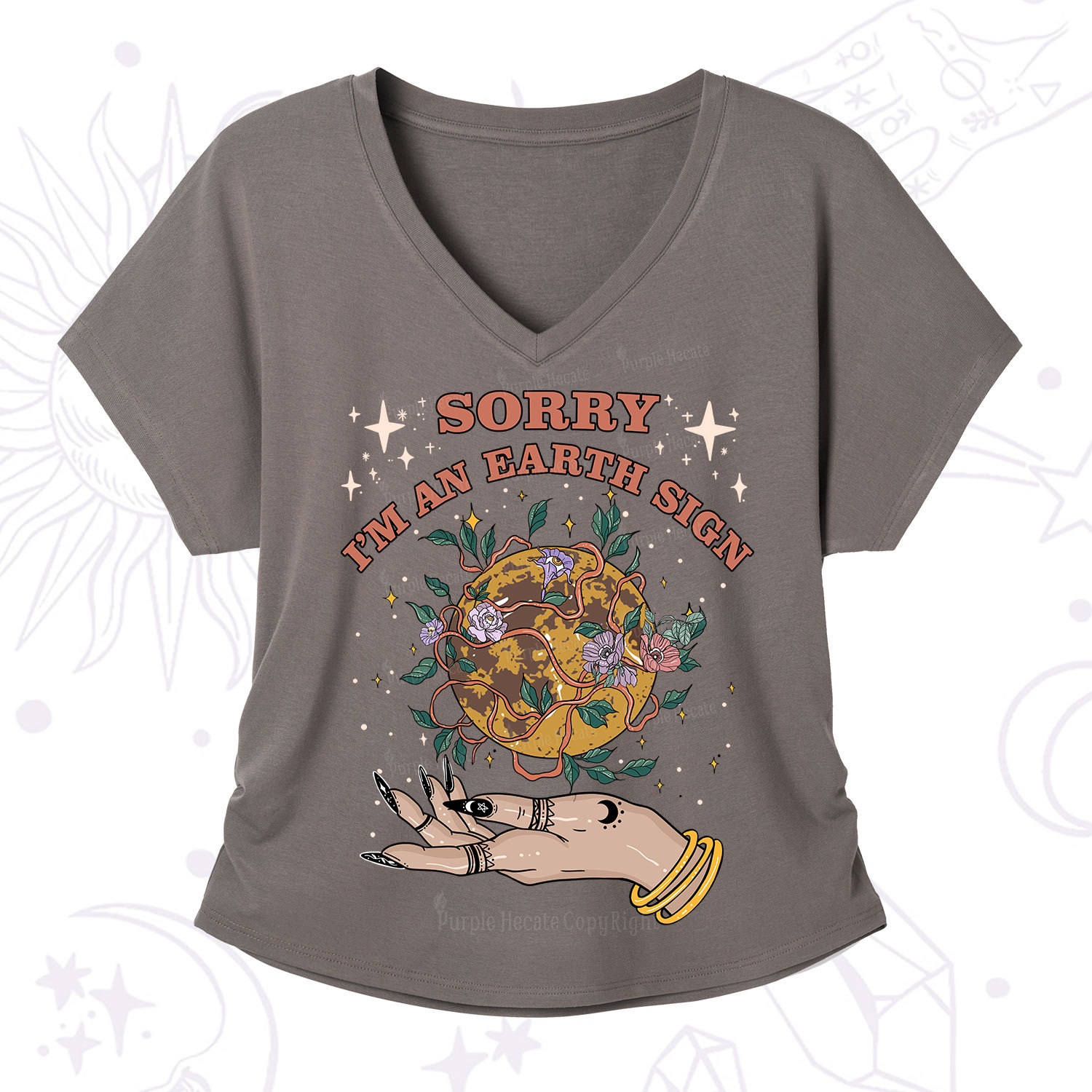 Purplehecate Sorry I'm A Earth Sign V-Neck T-Shirt