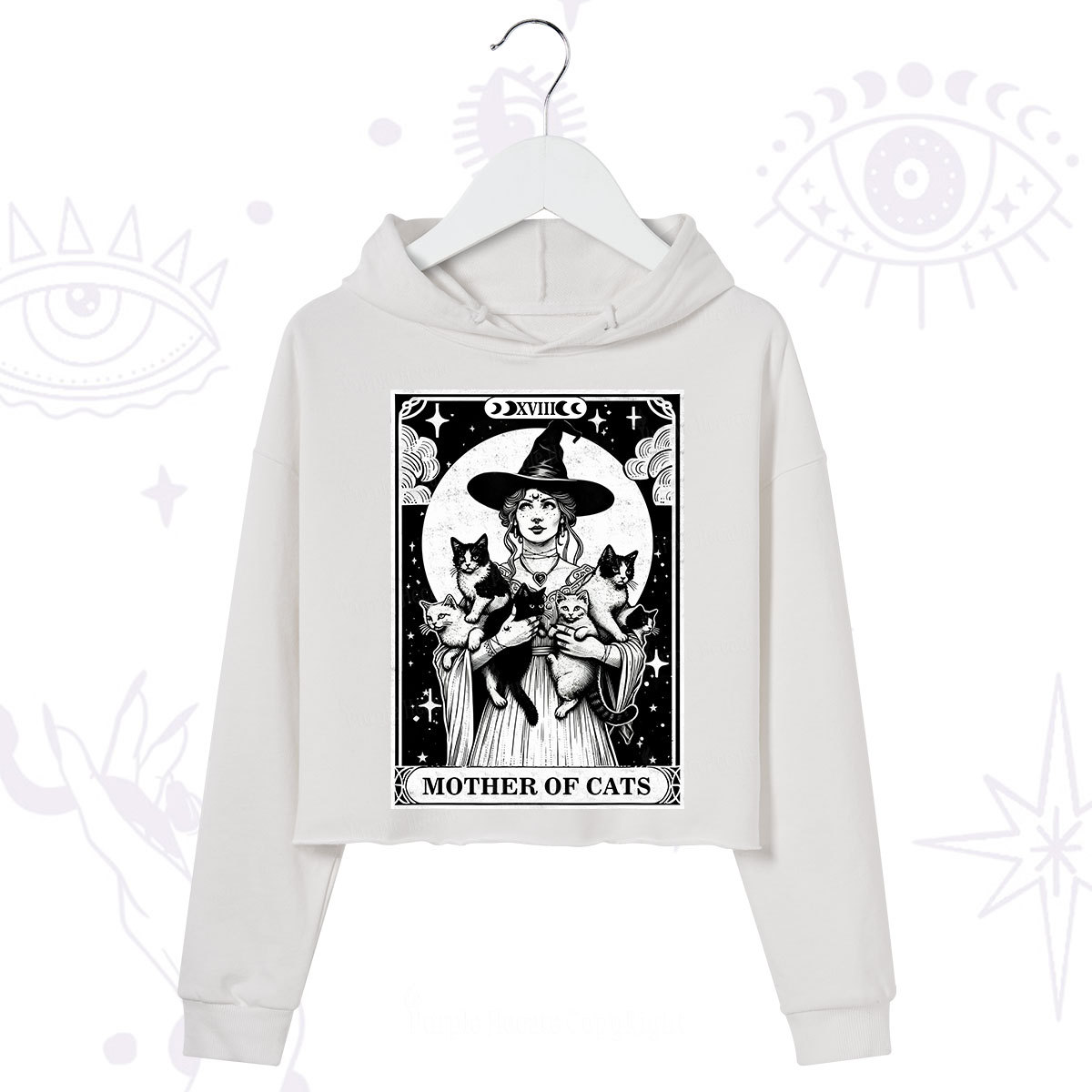 Purplehecate The Mother of Cats Tarot Crop Hoodie