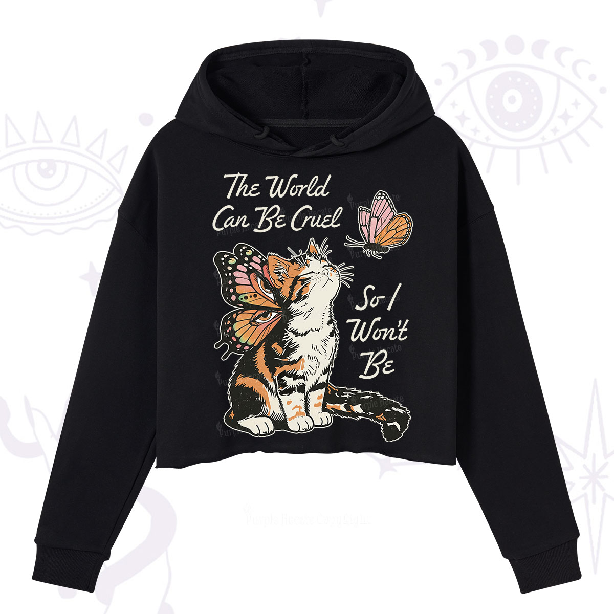 Purplehecate The World Can Be Cruel So I Won't Be Crop Hoodie