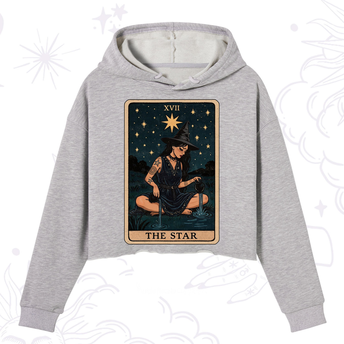 Purplehecate The Star Witch Tarot Crop Hoodie