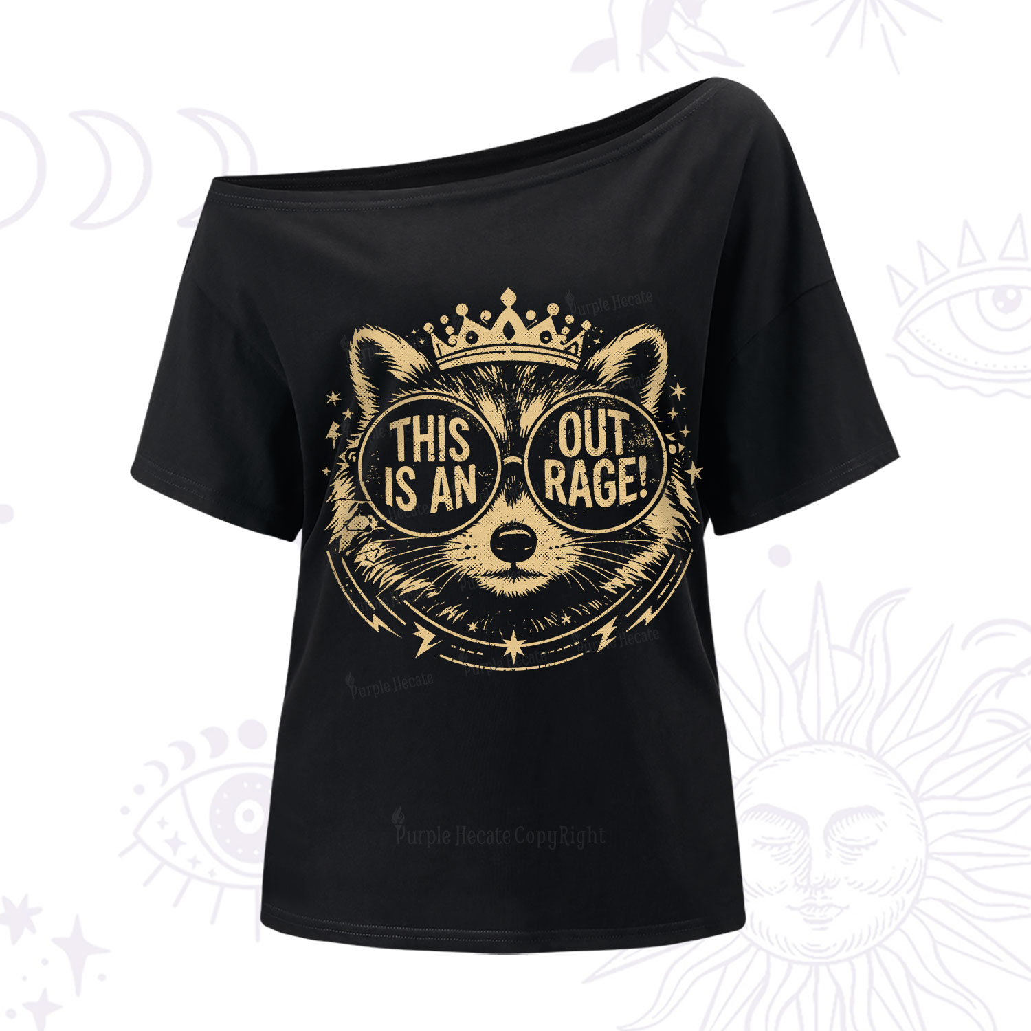 Purplehecate Royal Raccoon Rage One Shoulder T-Shirt