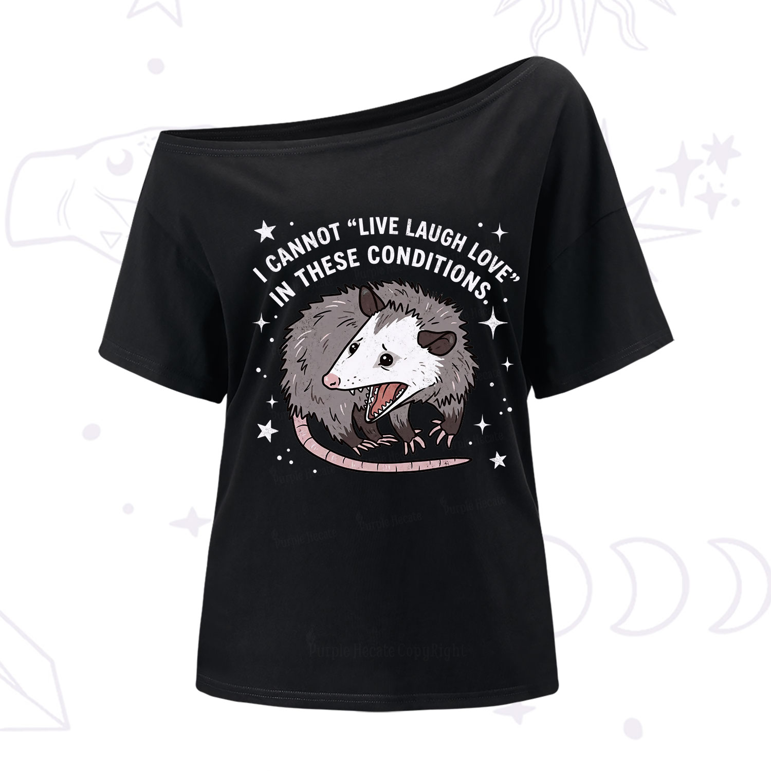 Purplehecate I Cannot Live Laugh Love Possum One Shoulder T-Shirt