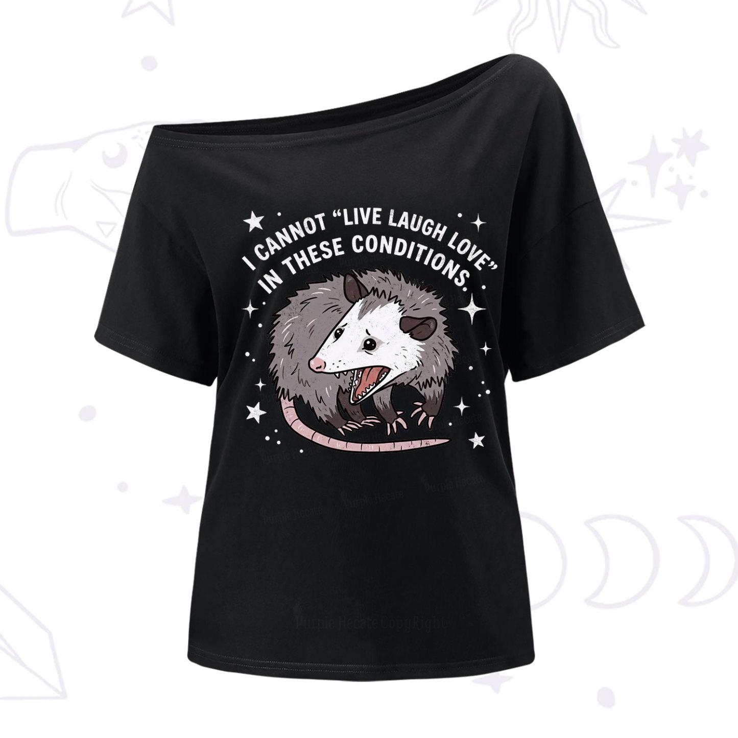 Purplehecate I Cannot Live Laugh Love Possum One Shoulder T-Shirt