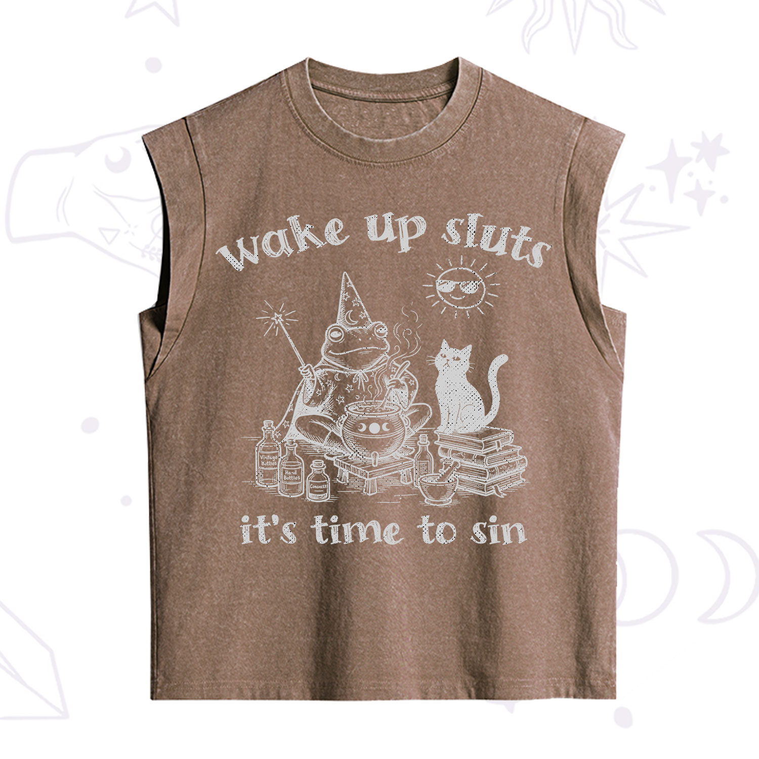 Purplehecate Wake Up Sluts It's Time to Sin Witch Frog Vintage Washed Tank