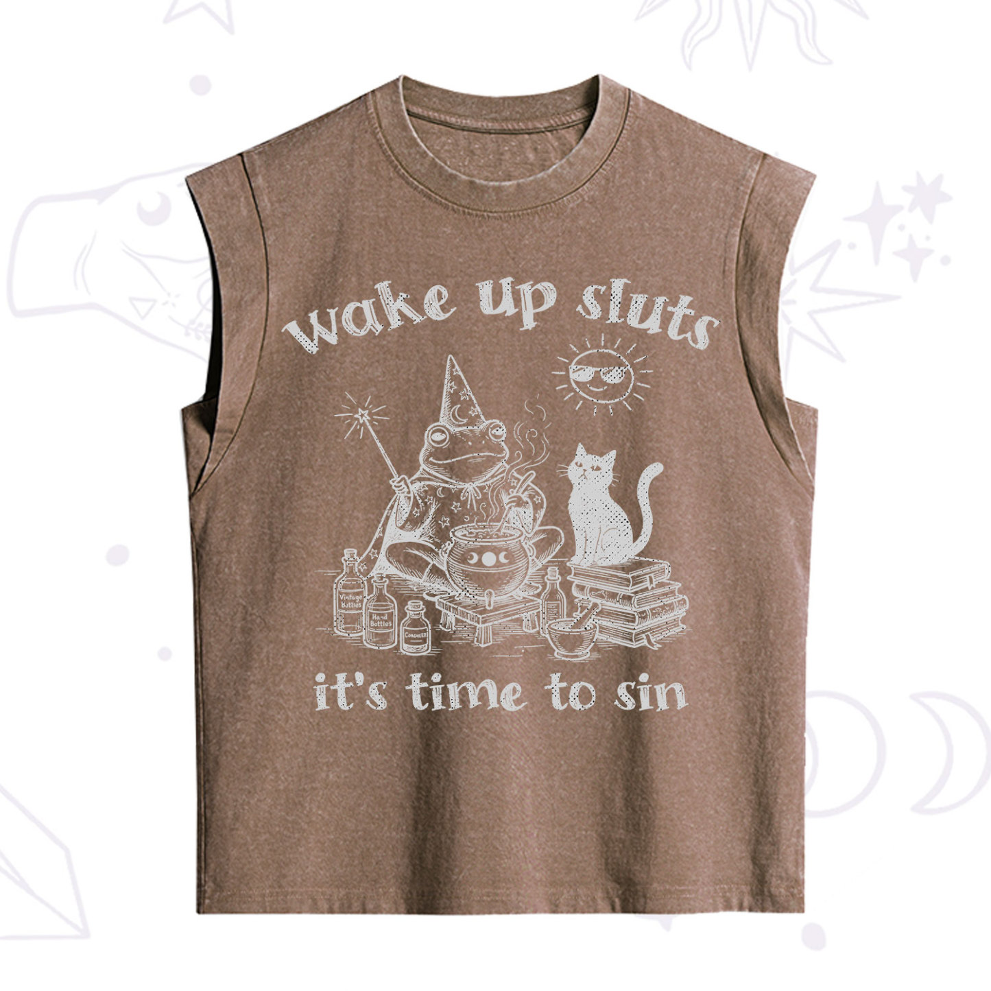 Purplehecate Wake Up Sluts It's Time to Sin Witch Frog Vintage Washed Tank