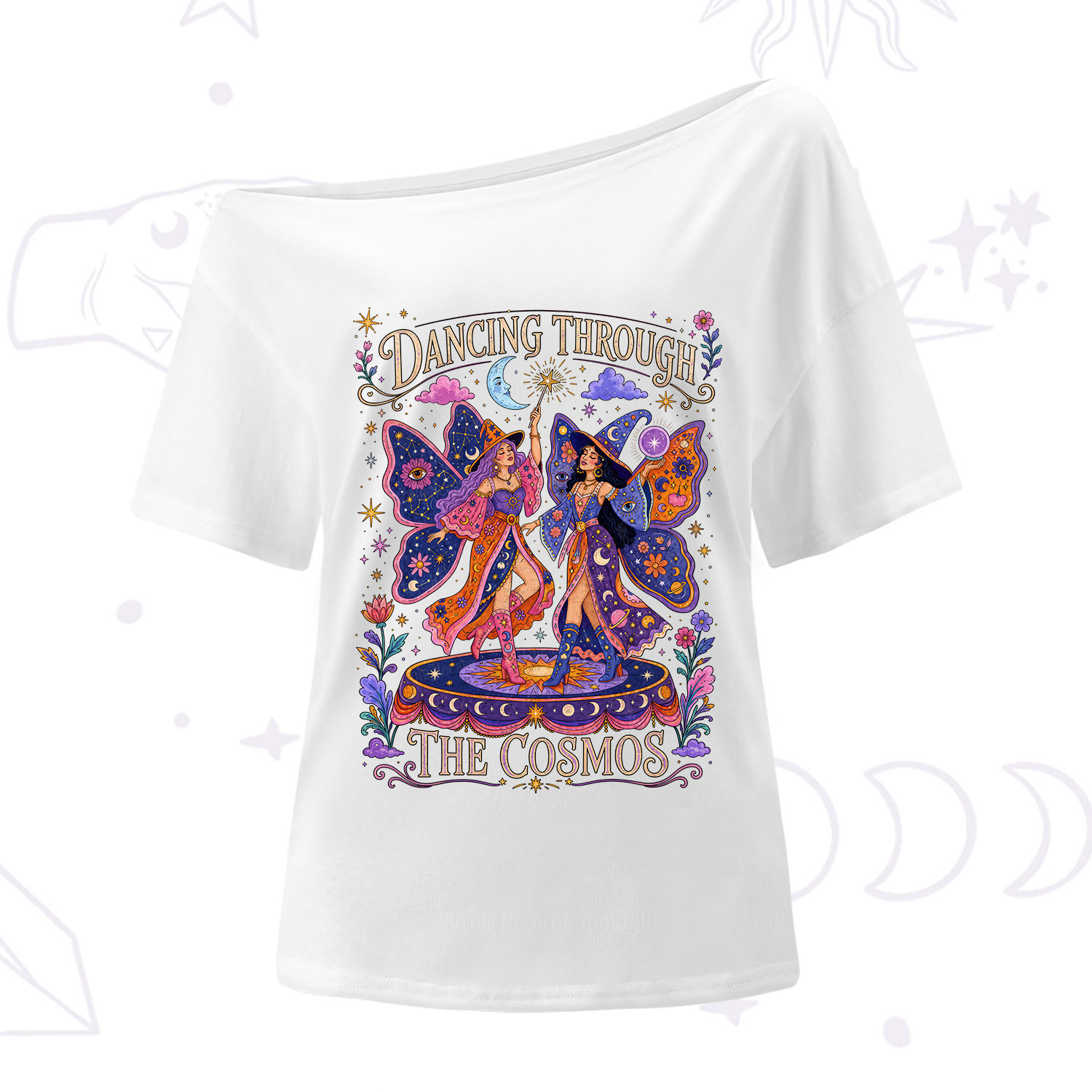 Purplehecate Dancing Through the Cosmos One Shoulder T-Shirt