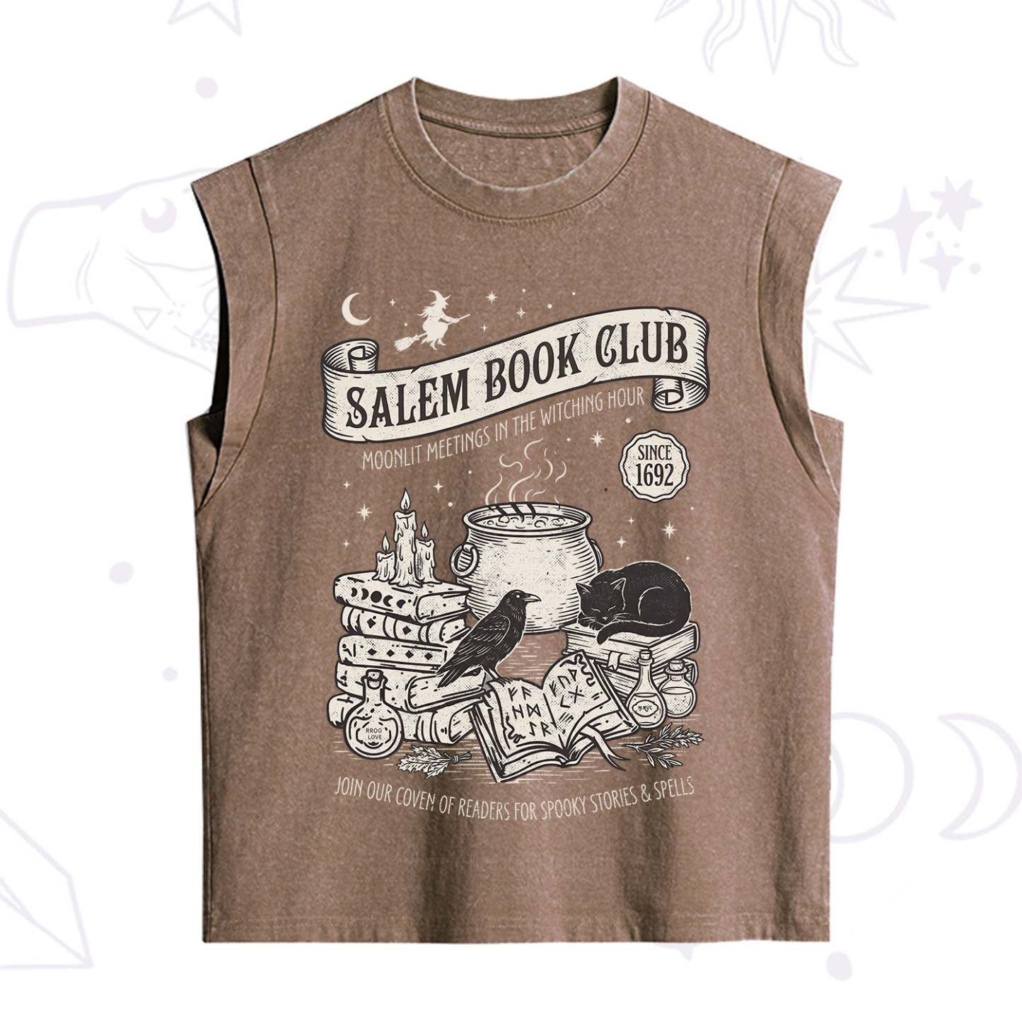 Purplehecate Salem Witch Book Club Vintage Washed Tank