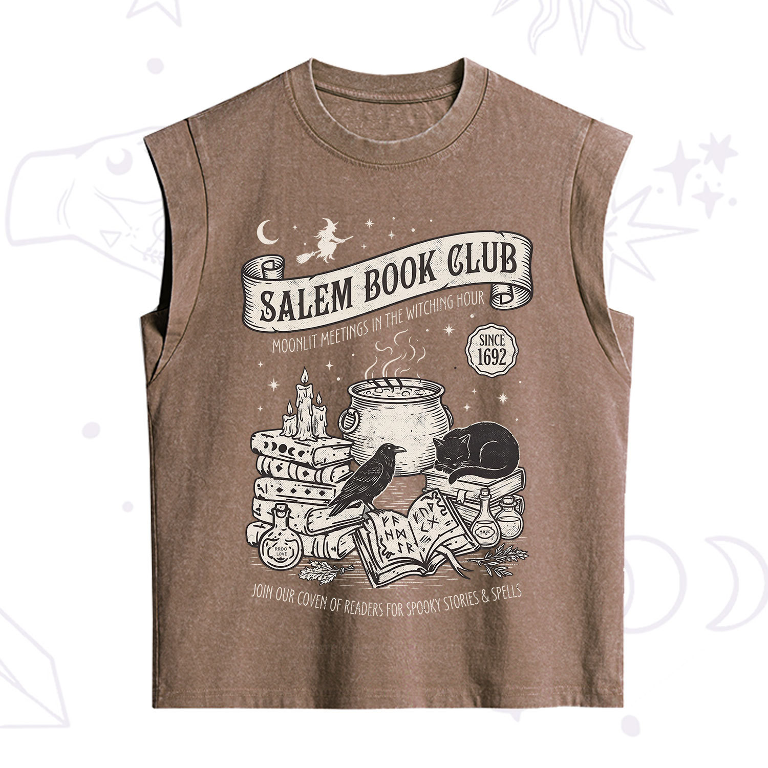 Purplehecate Salem Witch Book Club Vintage Washed Tank
