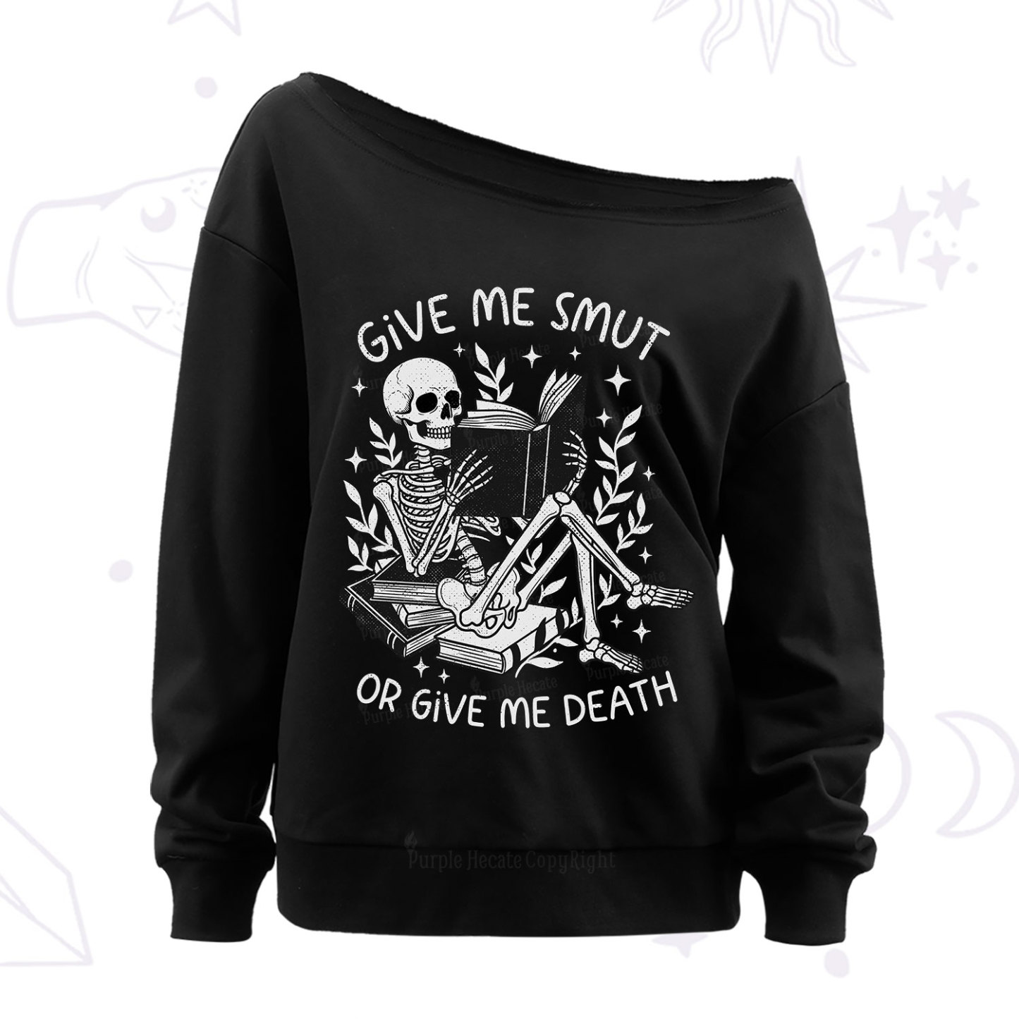 Purplehecate Give Me Smut Or Give Me Death Off The Shoulder Sweatshirt