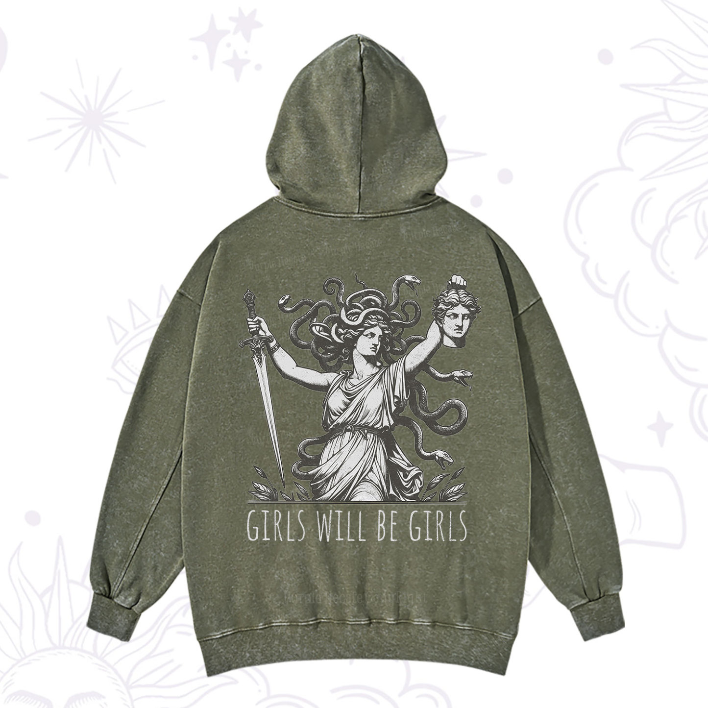Purplehecate Girls Will Be Girls Medusa Washed Hoodie