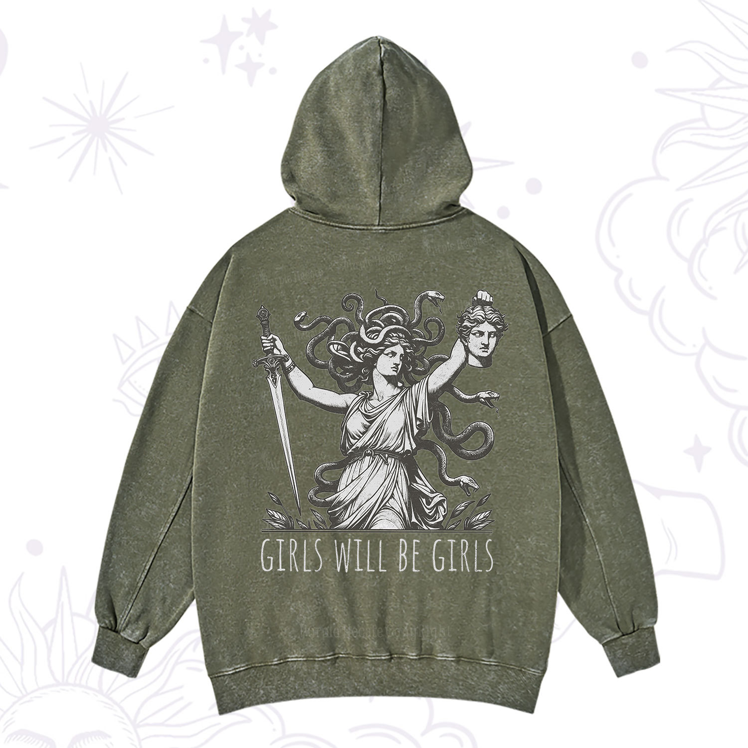 Purplehecate Girls Will Be Girls Medusa Washed Hoodie