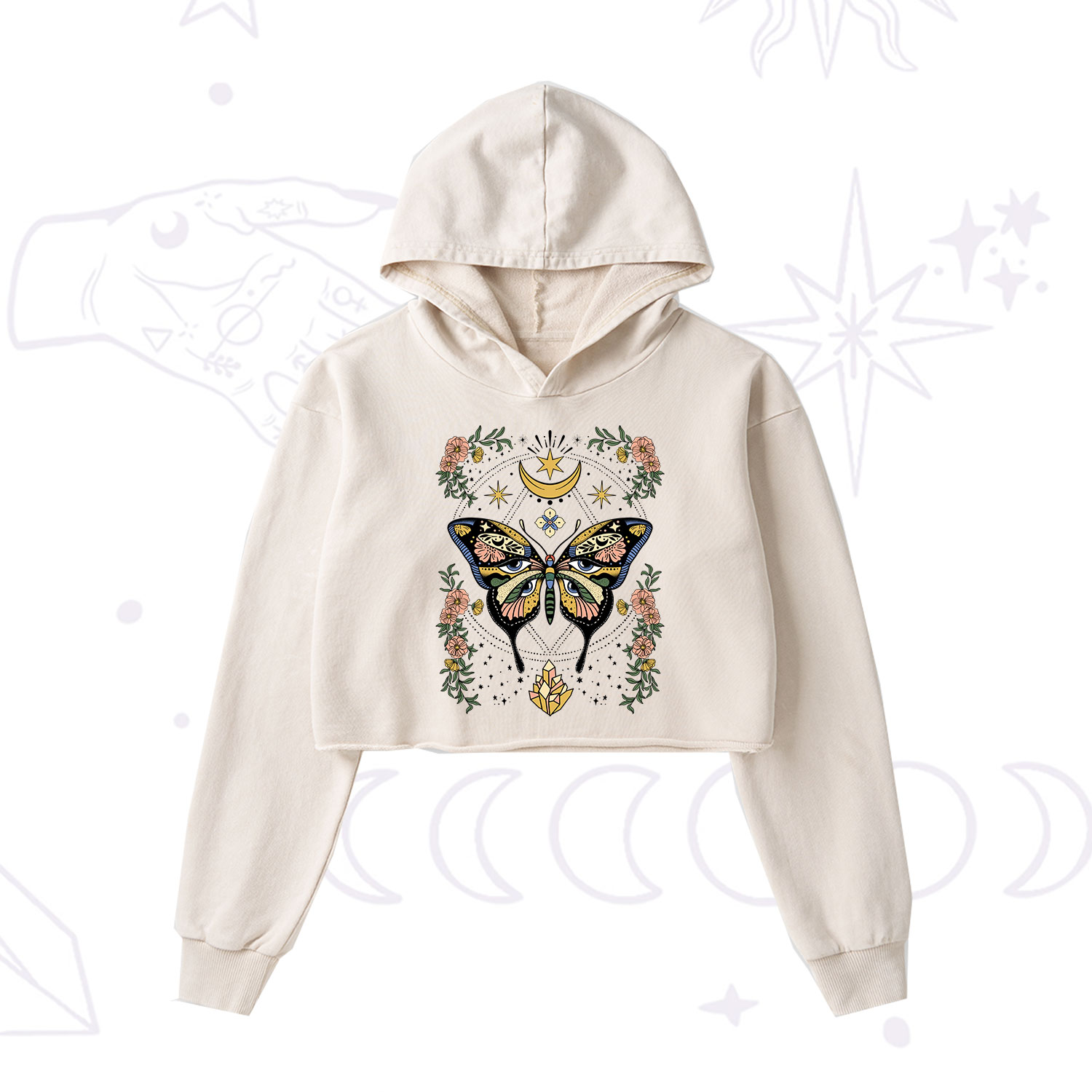 Purplehecate I Am Opening Washed Cropped Hoodie