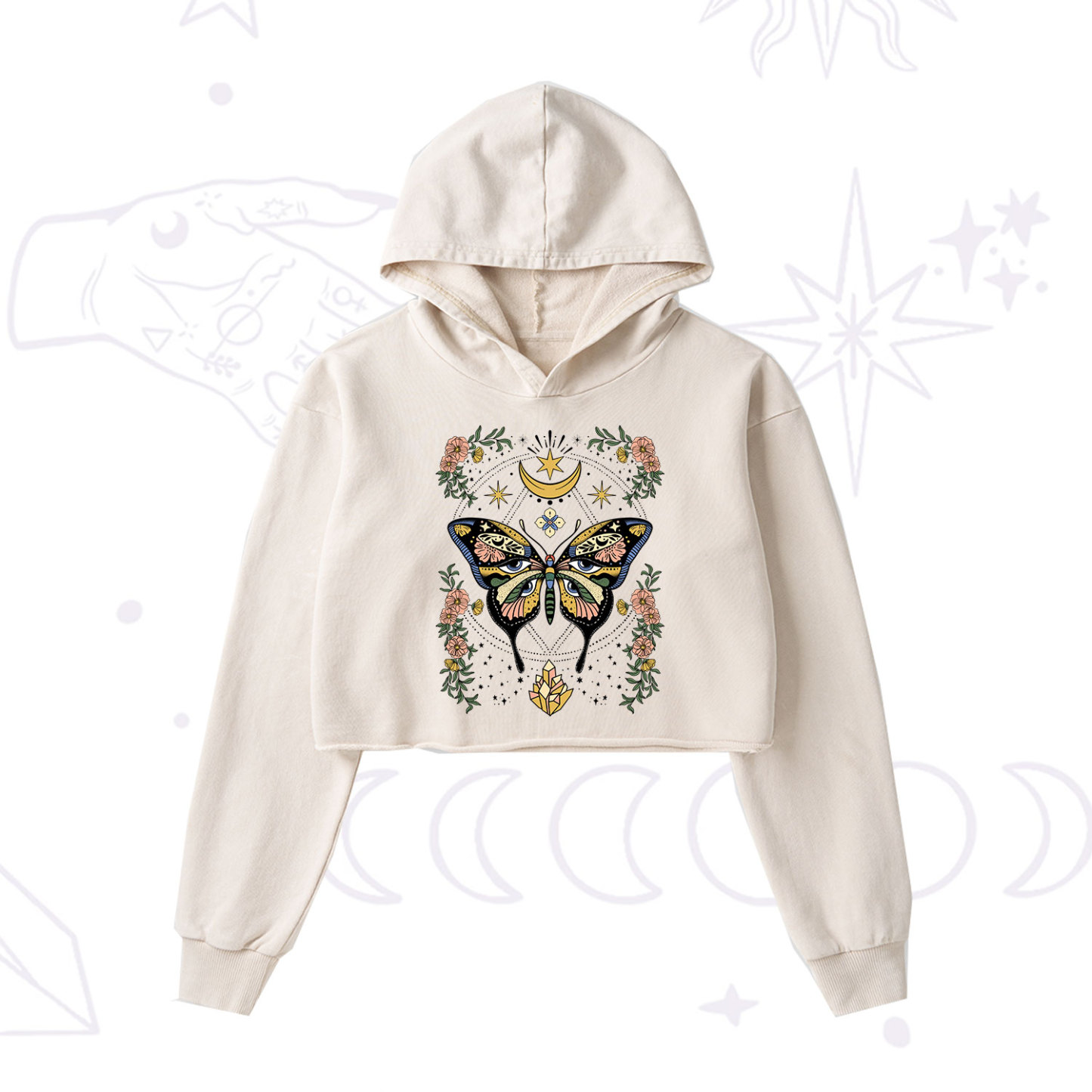 Purplehecate I Am Opening Washed Cropped Hoodie