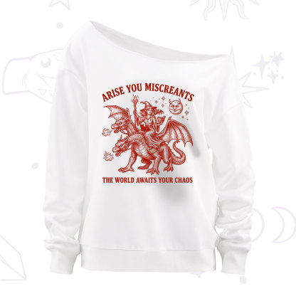 Purplehecate Arise You Miscreants Chaos Rider Witch Off The Shoulder Sweatshirt