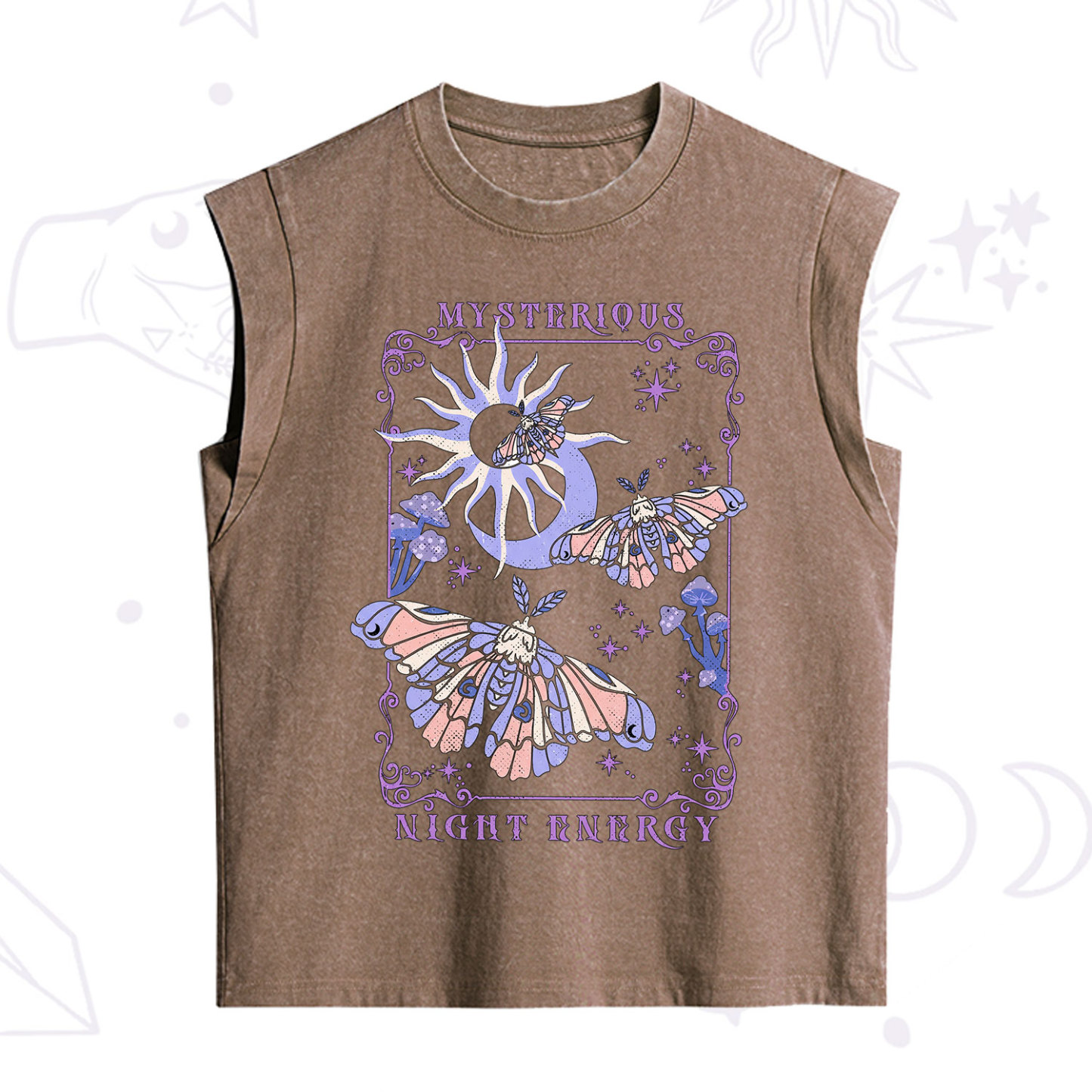 Purplehecate Mysterious Night Energy Moth Vintage Washed Tank