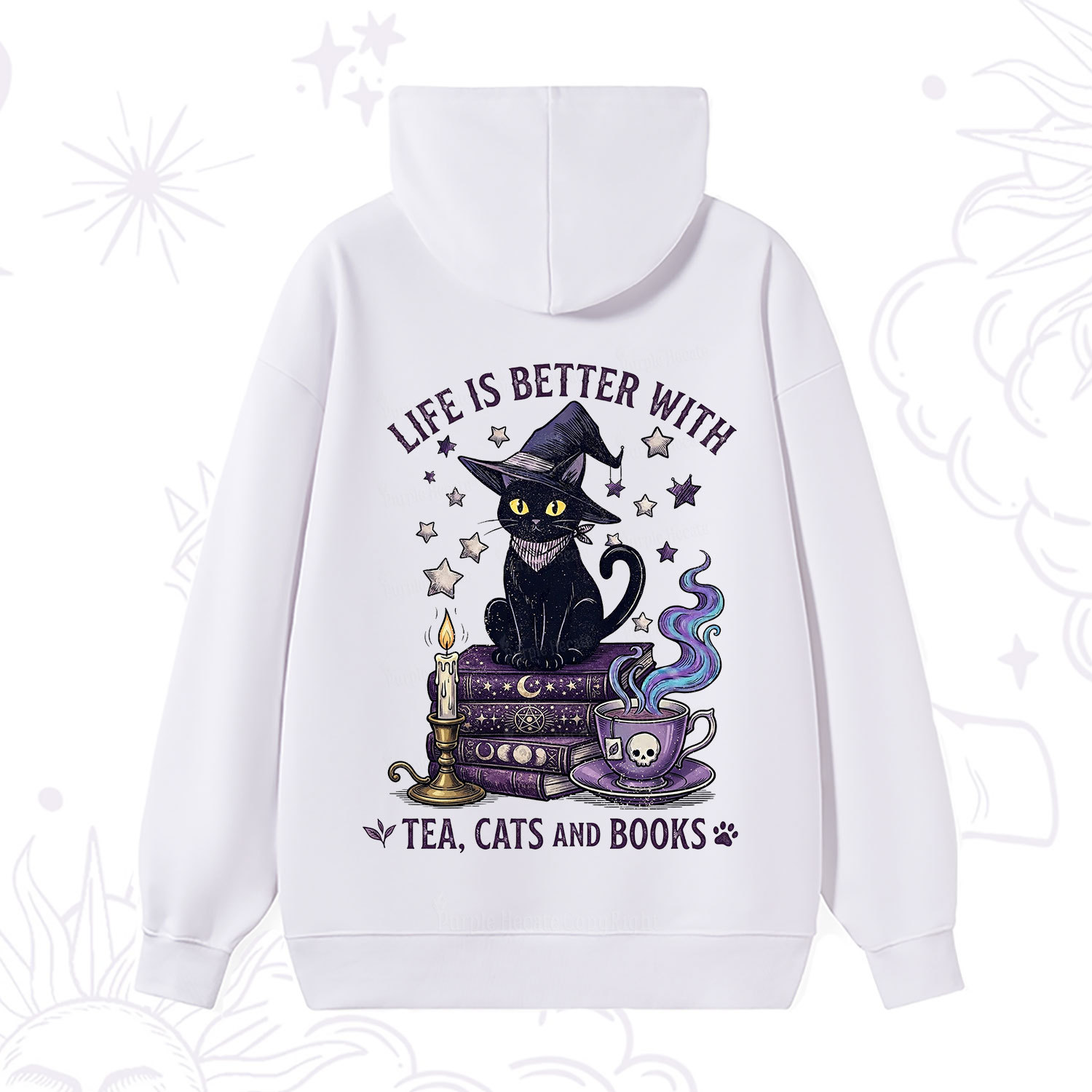 Purplehecate Life Is Better With Cats And Books Hoodie