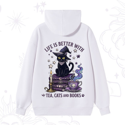Purplehecate Life Is Better With Cats And Books Hoodie