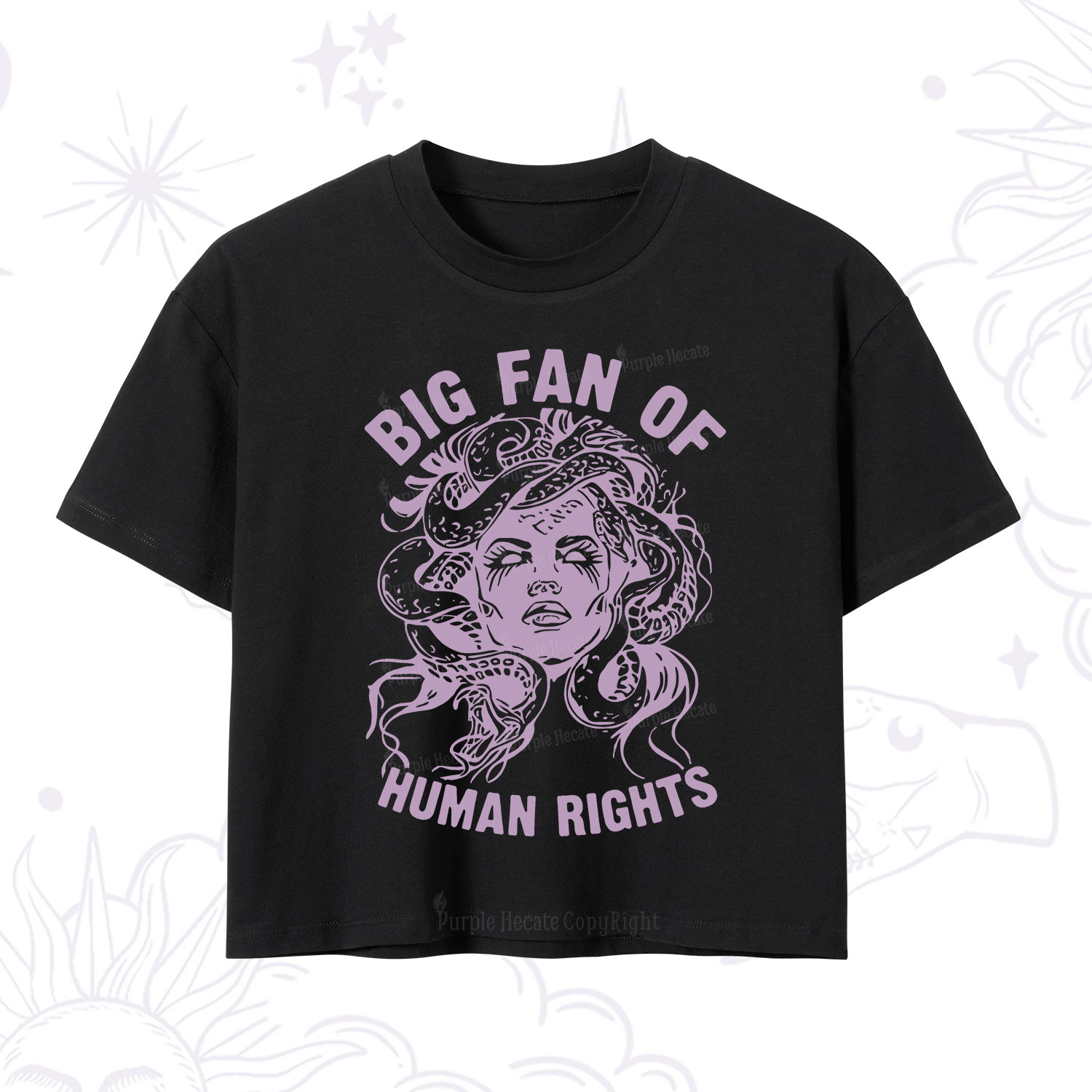 Purplehecate Big Fan of Human Rights Crop T-Shirt