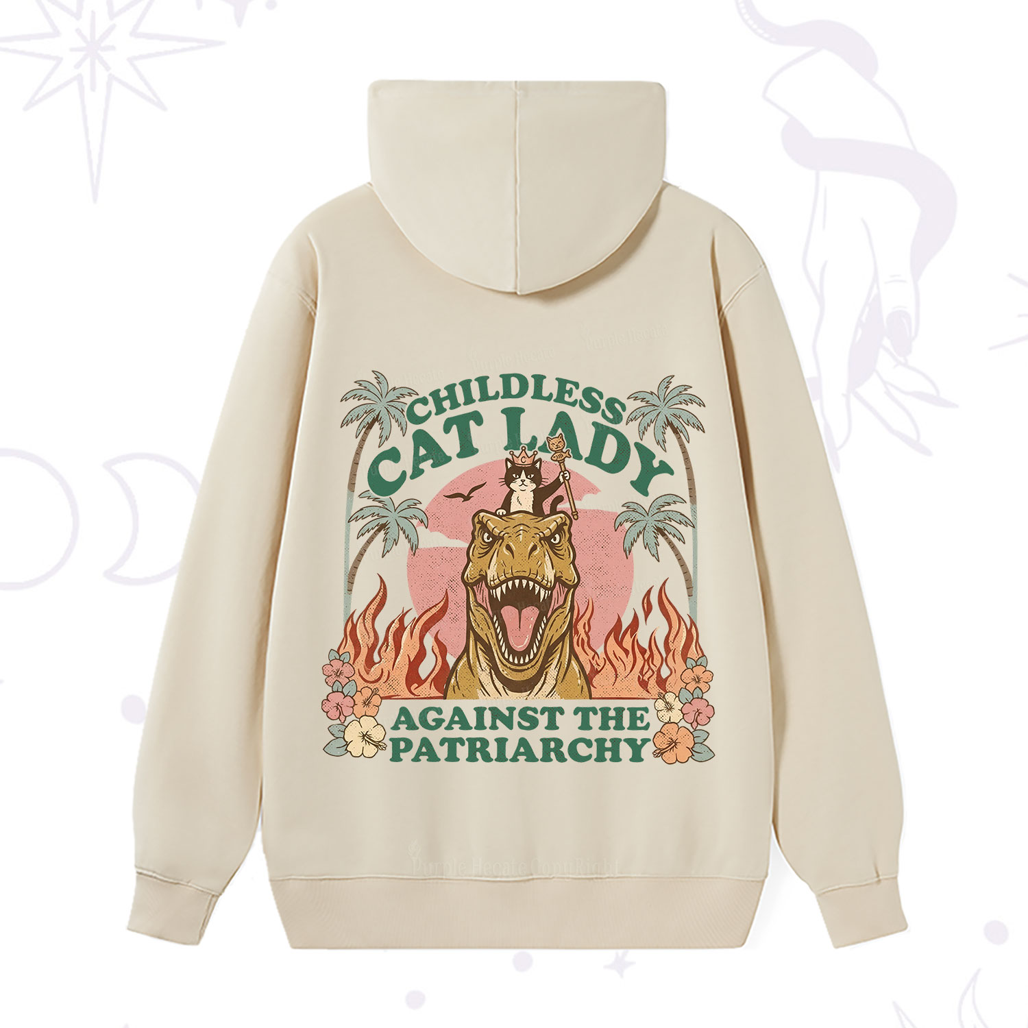 Purplehecate Childless Cat Lady Burn the Patriarchy Hoodie
