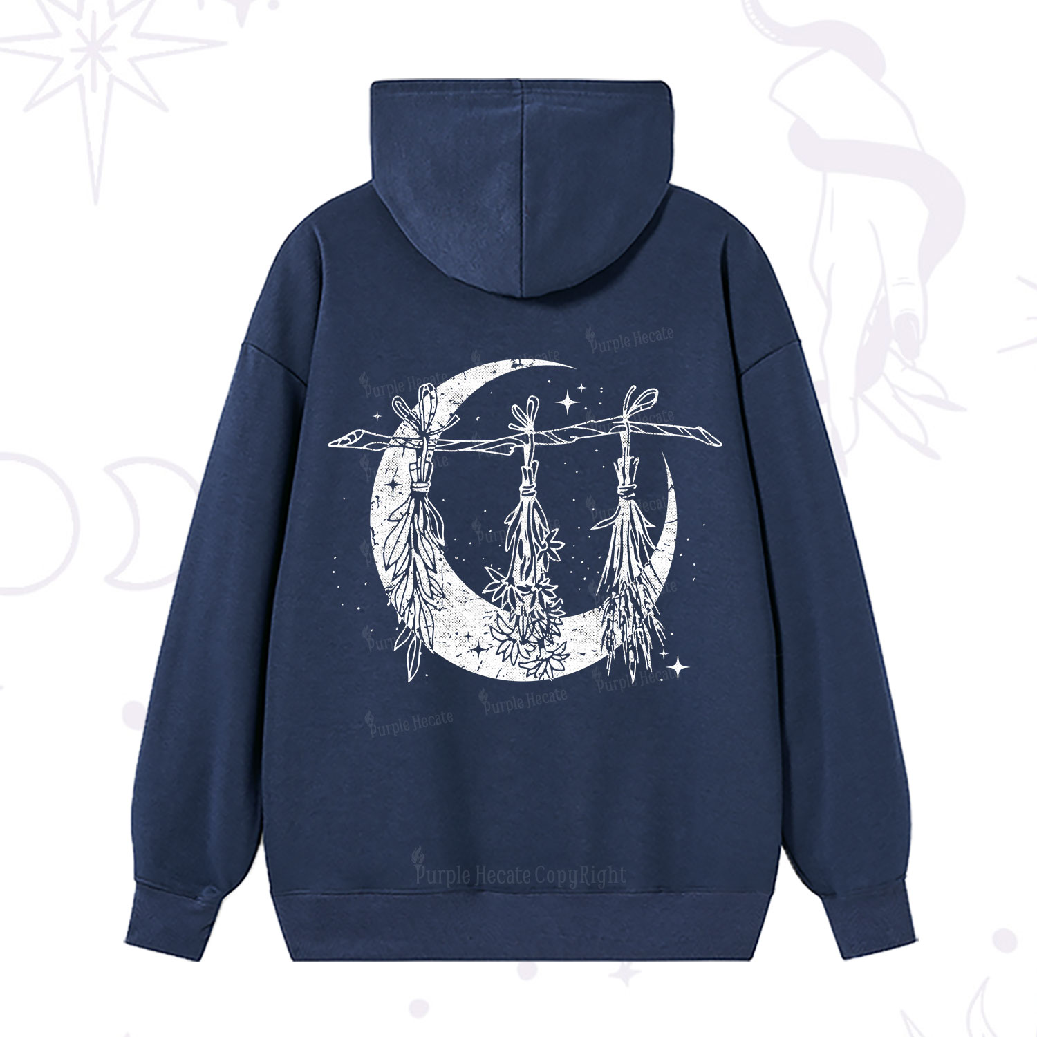 Purplehecate Witchy Moon Herbs Hoodie