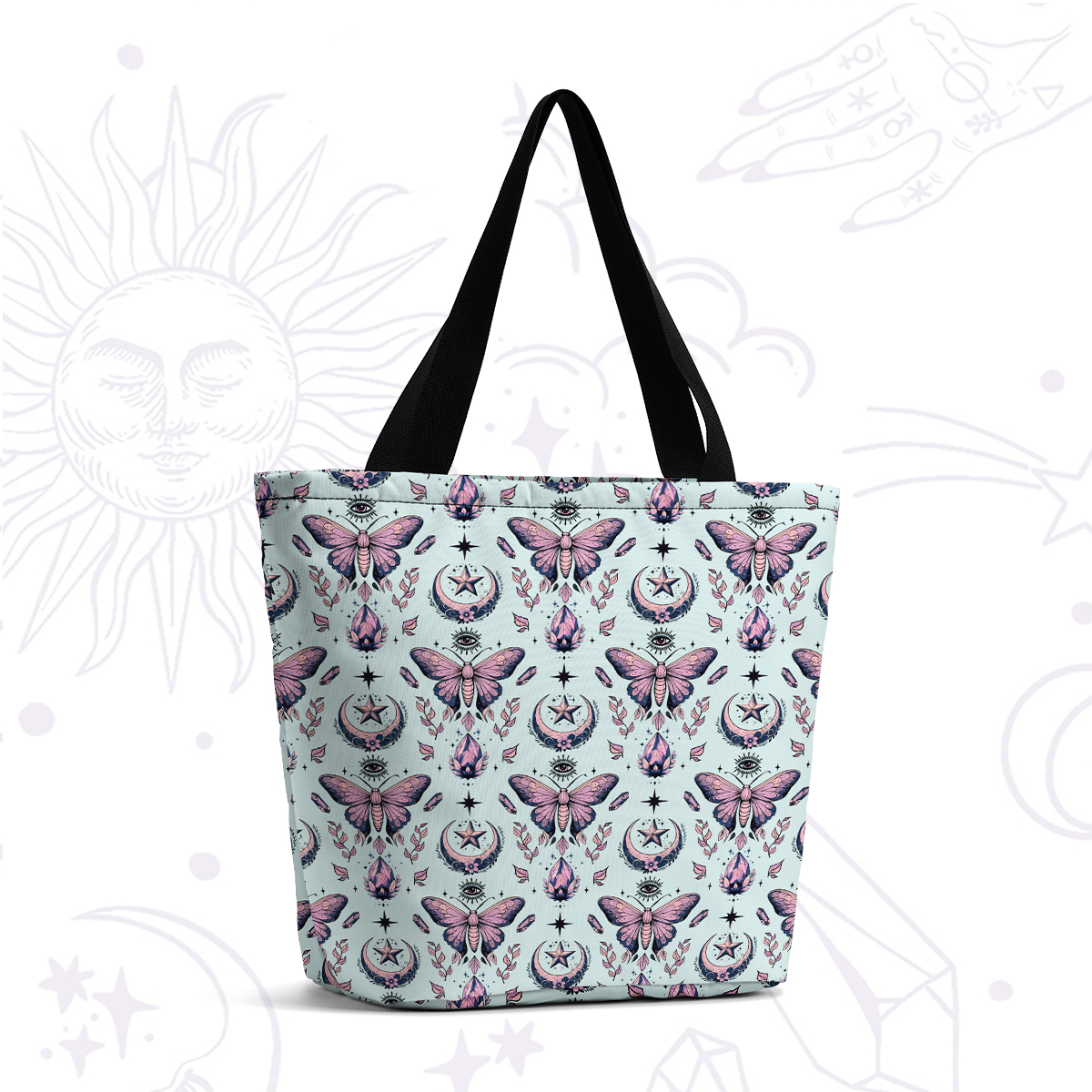 Purplehecate Butterfly Moon Casual Tote Bag